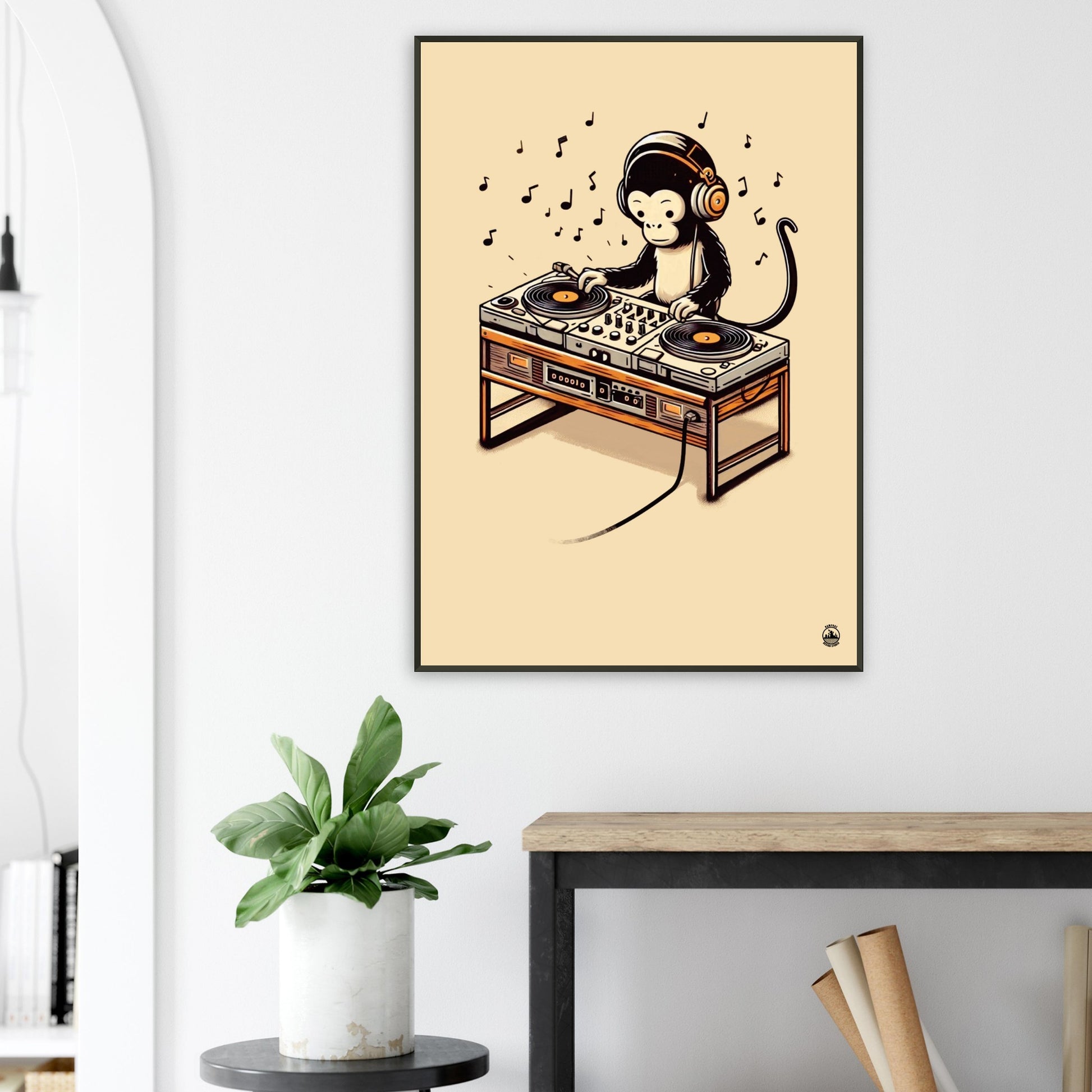 Monkey DJ Premium Matte Paper Metal Framed Poster - Rampage Design Studio