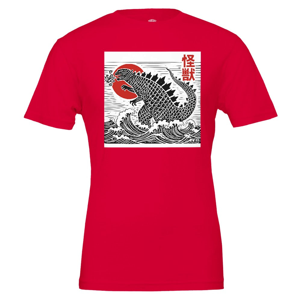 Sea Kaiju Japanese Monster Wave T-Shirt - Rampage Design Studio