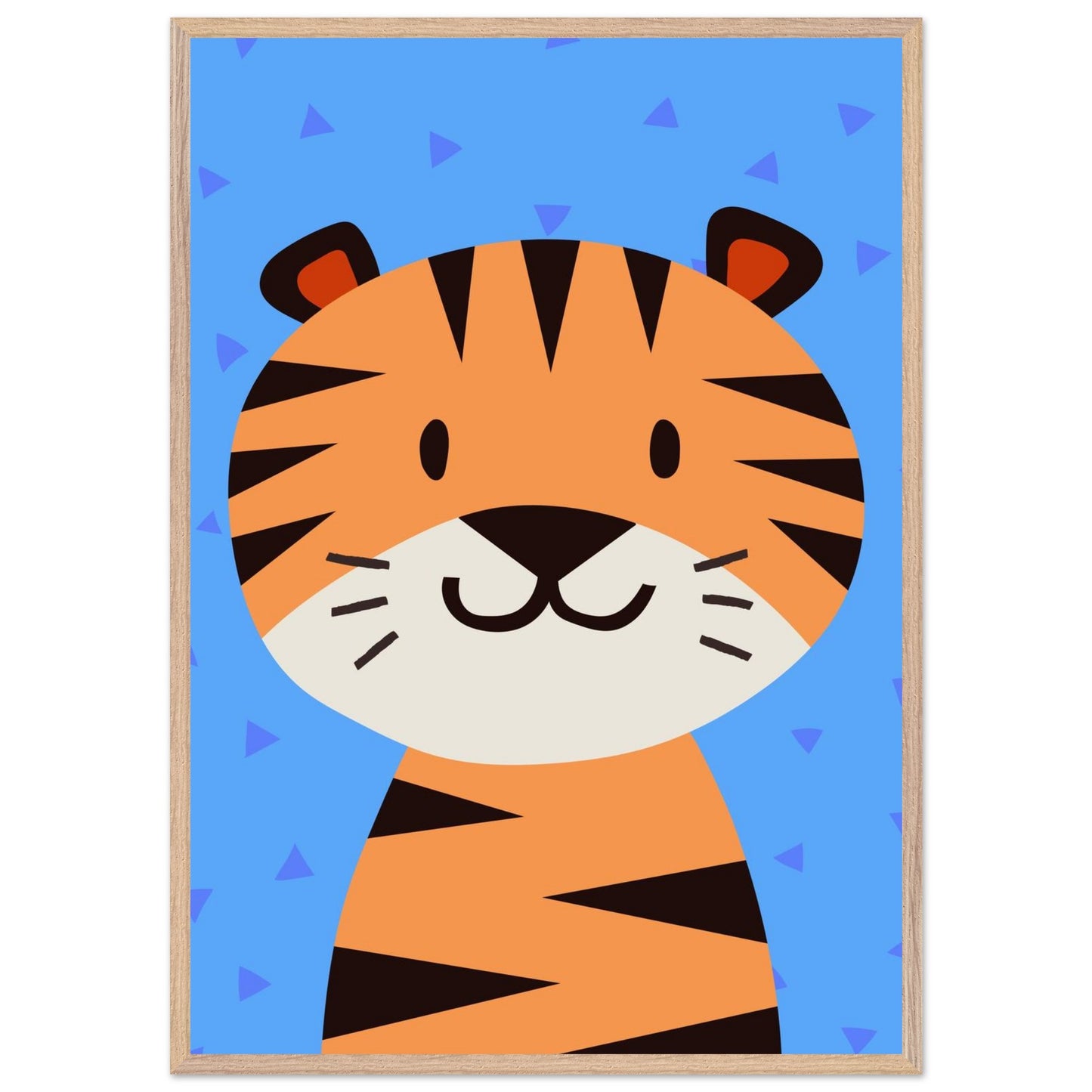 Personalised Childrens Wall Art Cute Cartoon Tiger Framed Poster - Rampage Design Studio