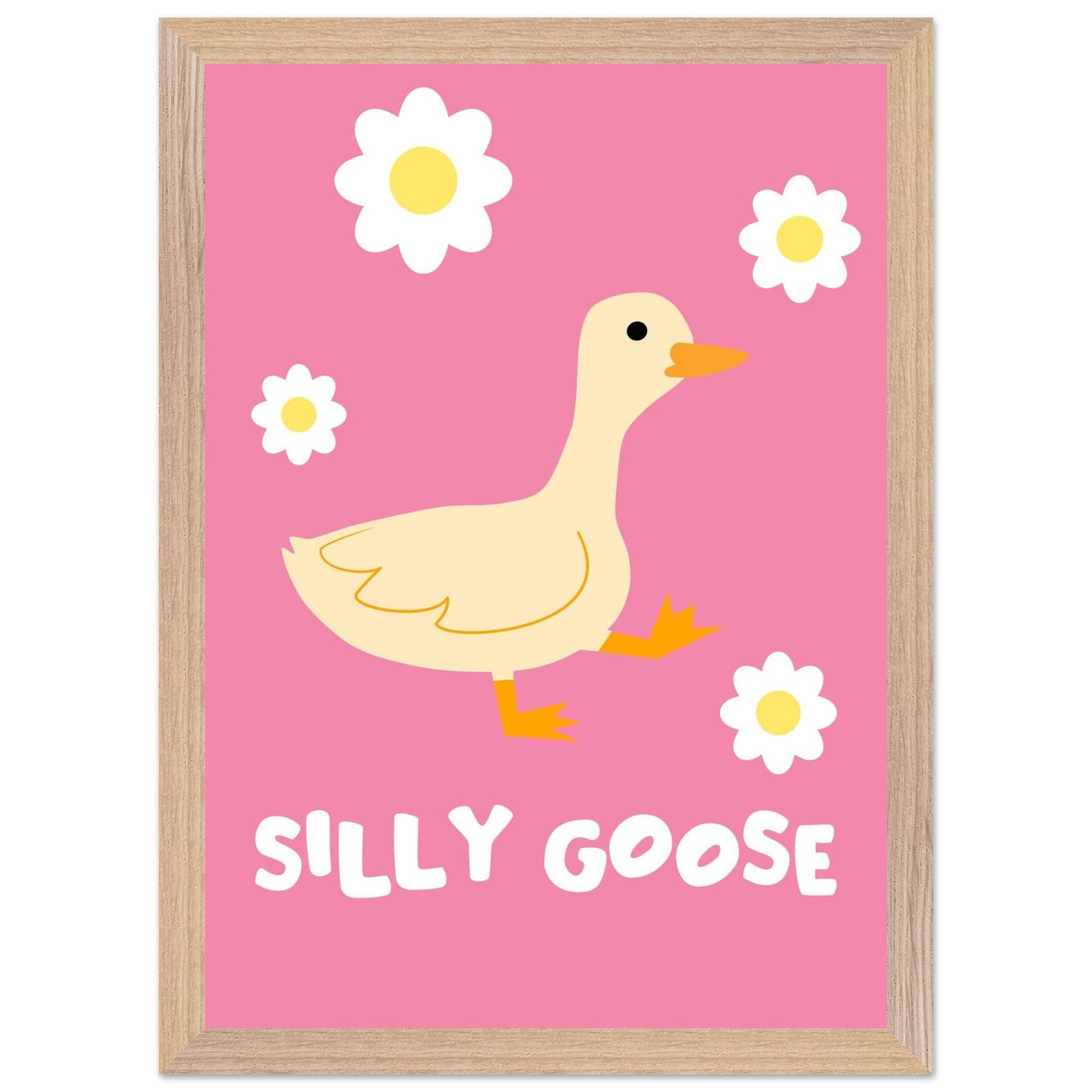 Silly Goose Wall Art – Cute Goose Print – Funny Animal Poster – Whimsical Nursery Decor – Pink Goose Illustration – Playful Gift Idea - Rampage Design Studio