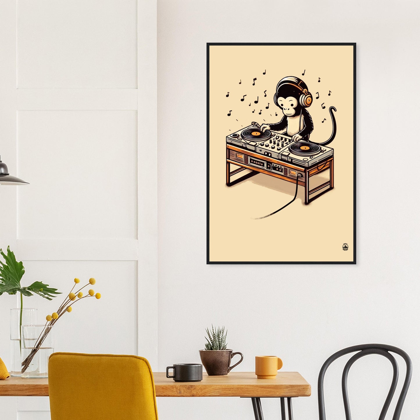Monkey DJ Premium Matte Paper Wooden Framed Poster - Rampage Design Studio