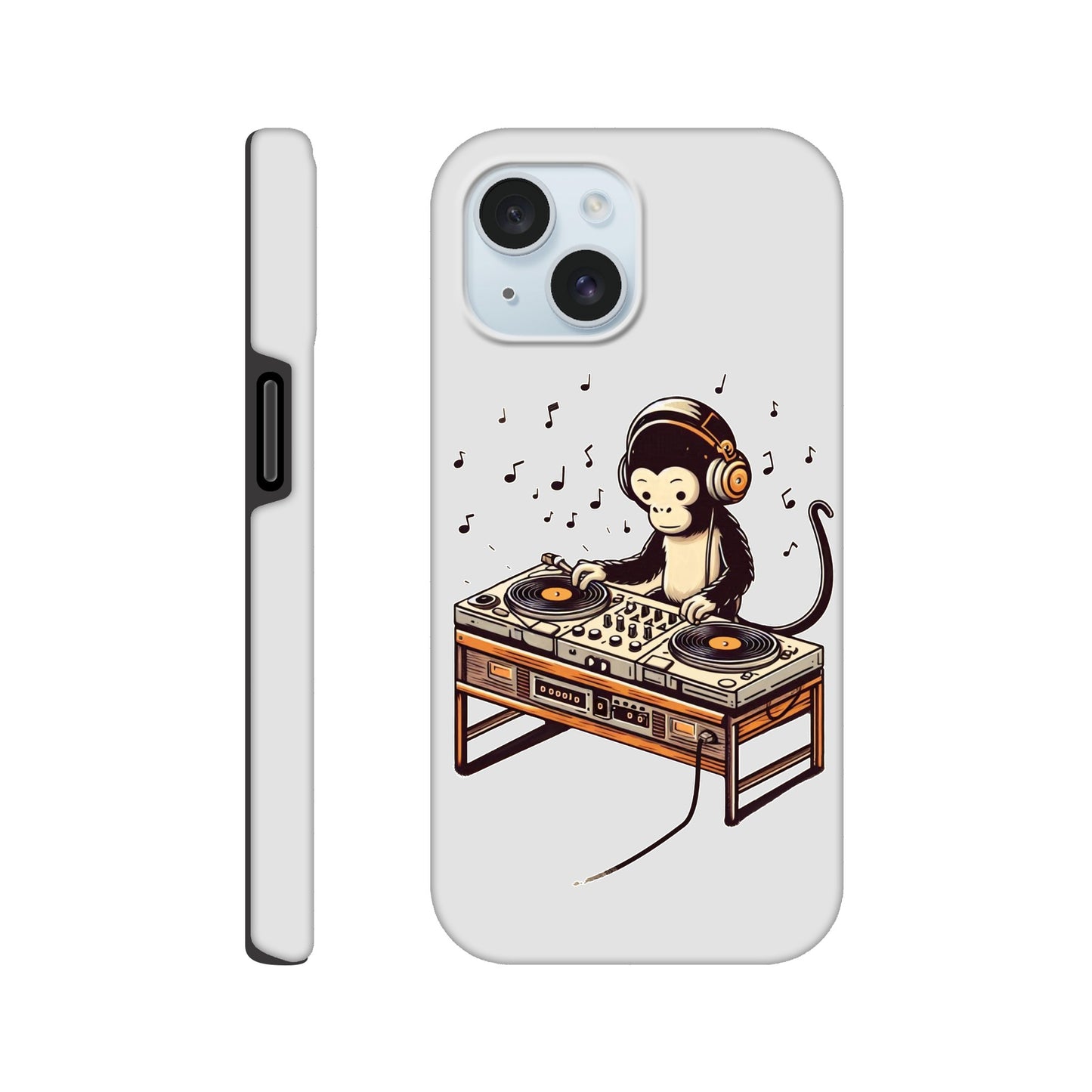 Monkey DJ iPhone Case, Monkey phone case, Durable Dual-Layer, tough iphone case, Glossy Finish, Fun Design - Rampage Design Studio
