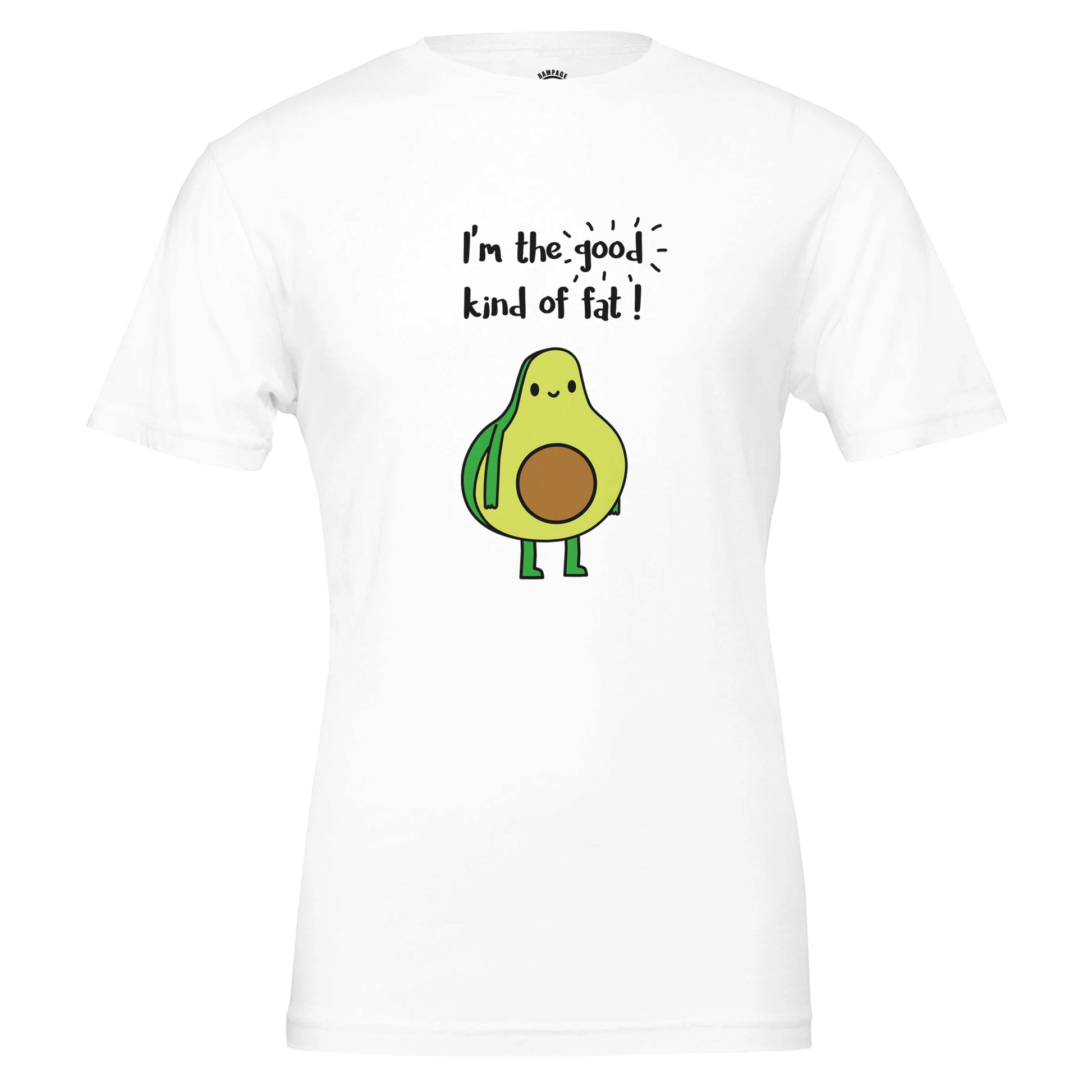 Funny Avocado T-Shirt – “The Good Kind of Fat” Pun Shirt - Rampage Design Studio