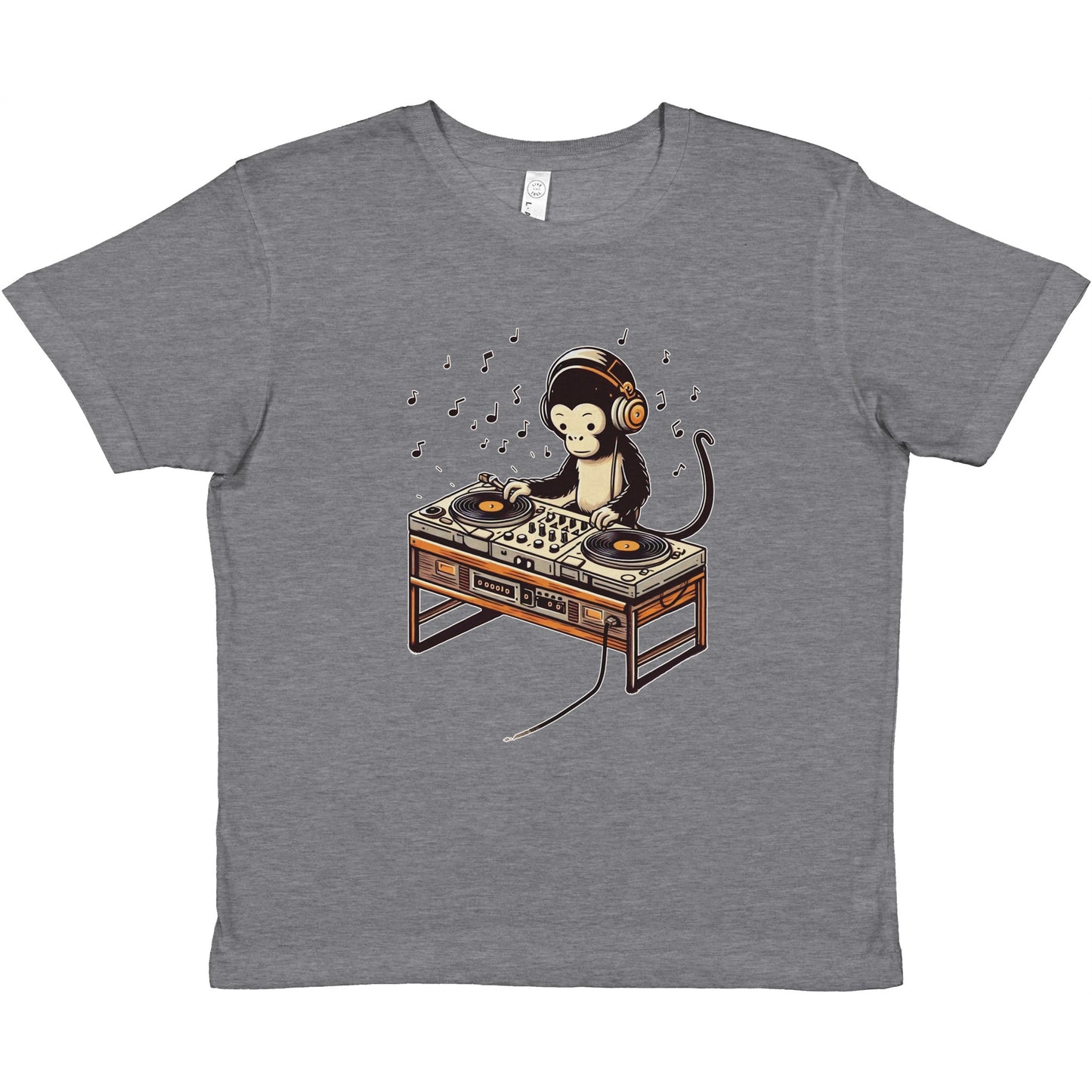 Cool Monkey DJ Kids Crewneck T-Shirt – Fun & Playful Design for Young Music Lovers - Rampage Design Studio