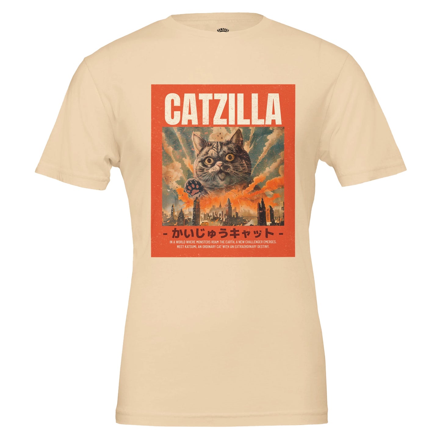 CATZILLA T-Shirt – Classic Kaiju Inspired Design, Soft & Eco-Friendly Cotton - Rampage Design Studio