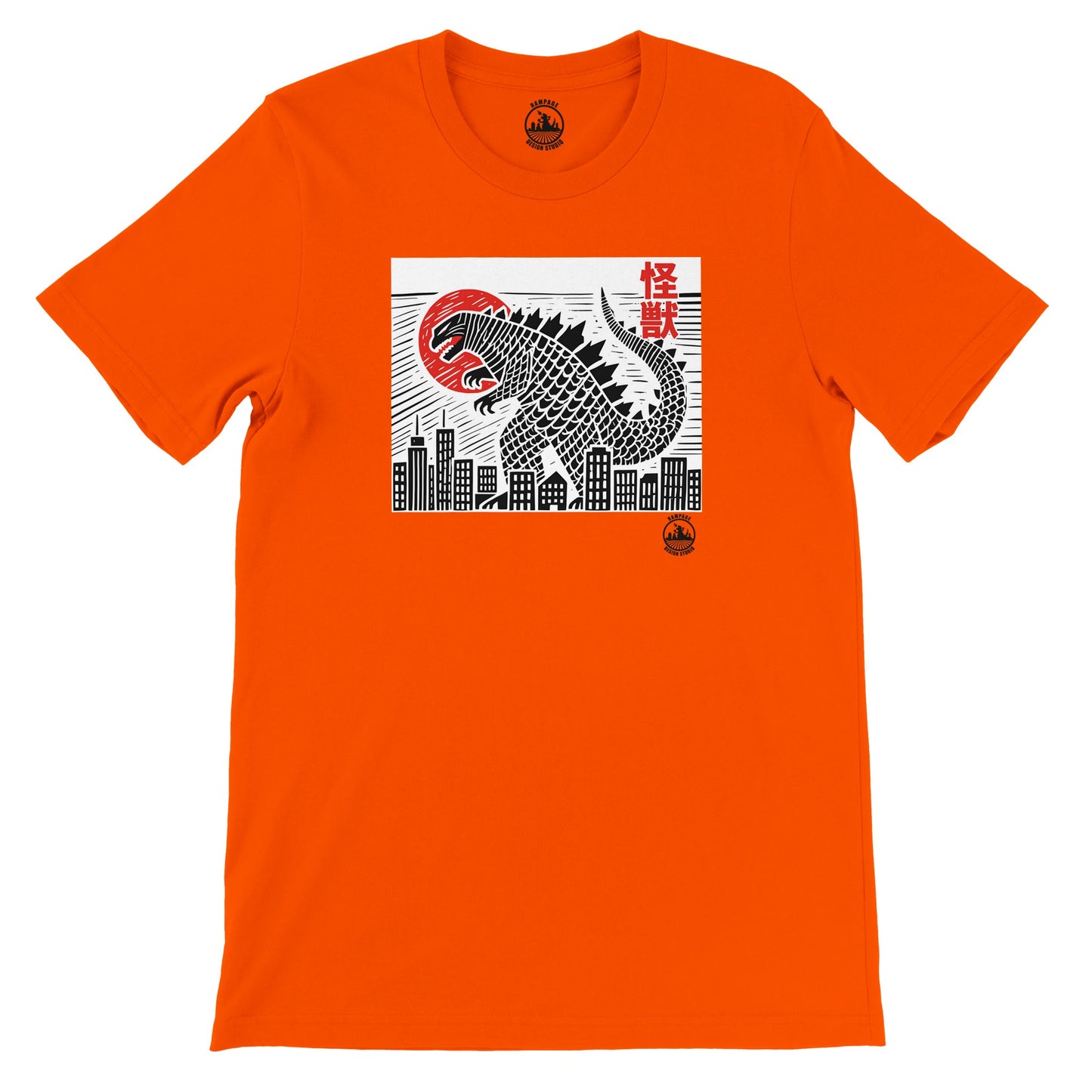 Japanese Style Kaiju Godzilla T-Shirt – Soft Cotton, DTG Print Ready, Unisex Fit - Rampage Design Studio