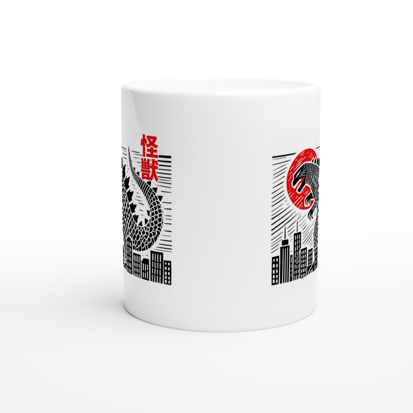Kaiju Cityscape Mug – Japanese Style Block Print, Dishwasher & Microwave Safe Ceramic - Rampage Design Studio