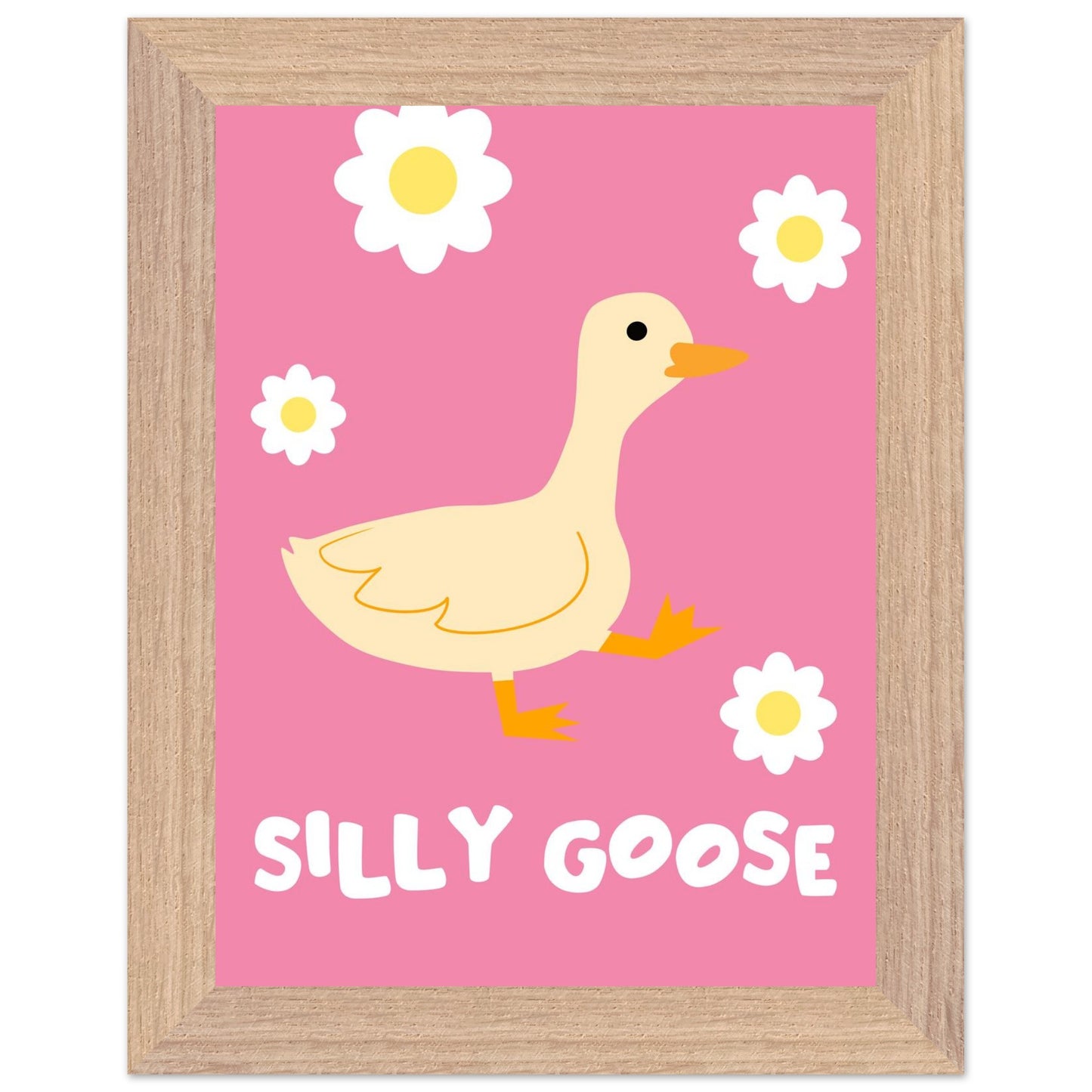 Silly Goose Wall Art – Cute Goose Print – Funny Animal Poster – Whimsical Nursery Decor – Pink Goose Illustration – Playful Gift Idea - Rampage Design Studio