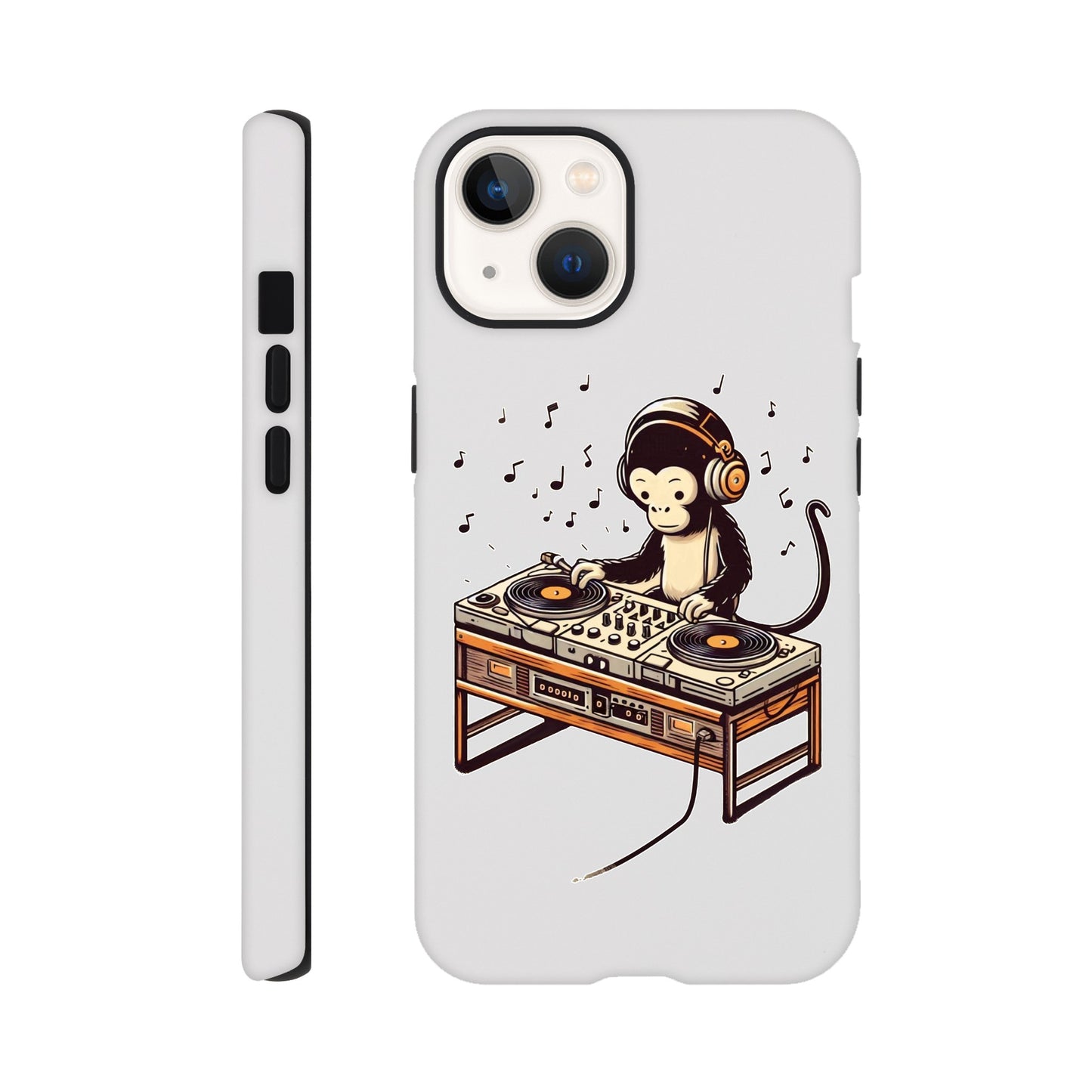 Monkey DJ iPhone Case, Monkey phone case, Durable Dual-Layer, tough iphone case, Glossy Finish, Fun Design - Rampage Design Studio