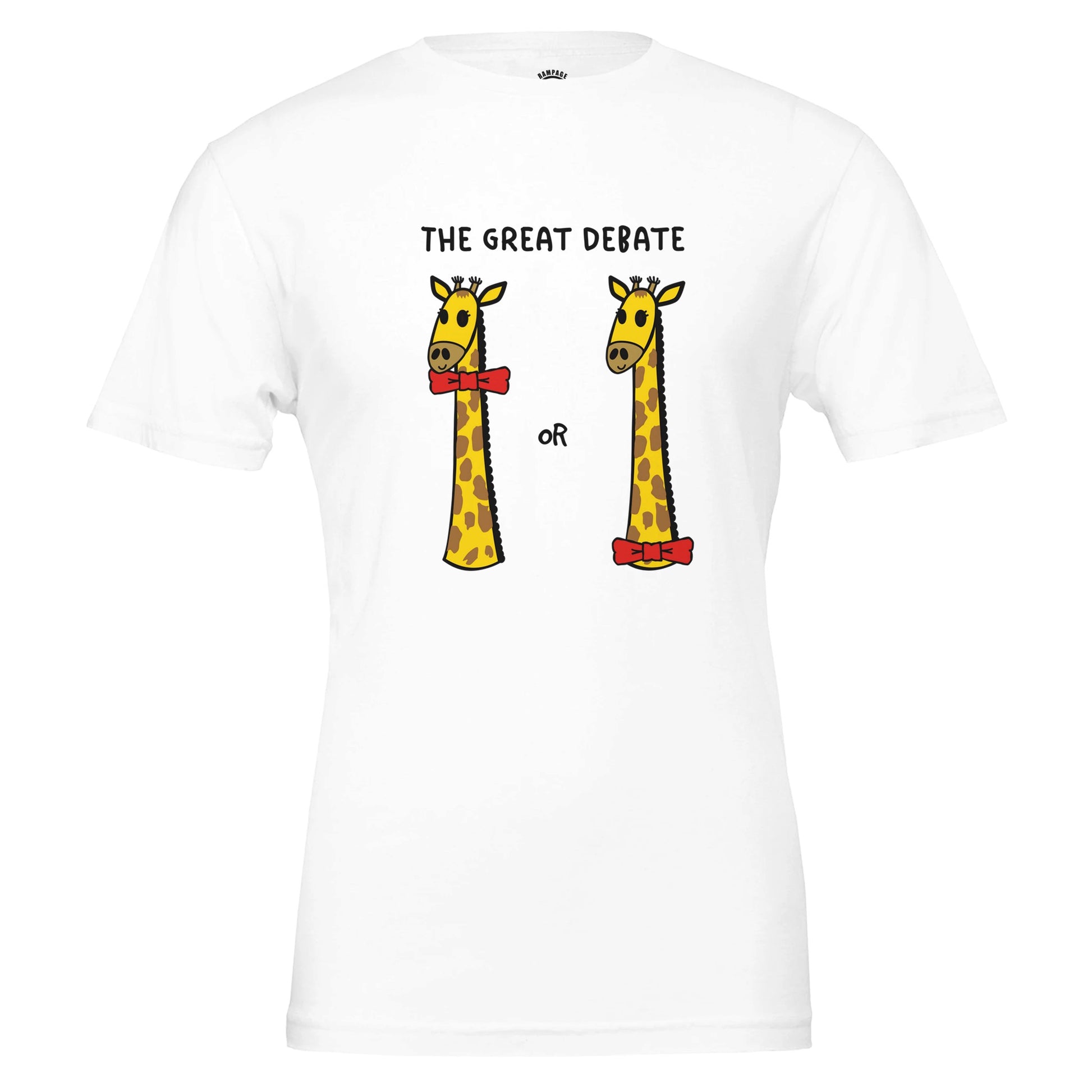 Funny Giraffe T-Shirt | The Great Debate - Rampage Design Studio
