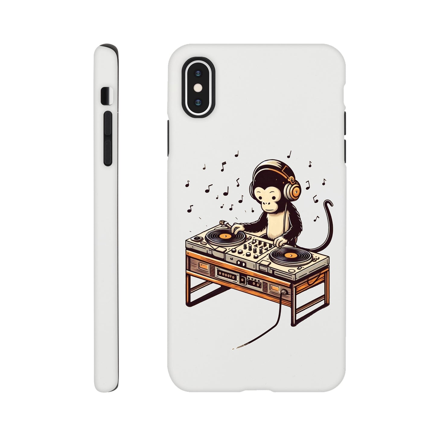 Monkey DJ iPhone Case, Monkey phone case, Durable Dual-Layer, tough iphone case, Glossy Finish, Fun Design - Rampage Design Studio