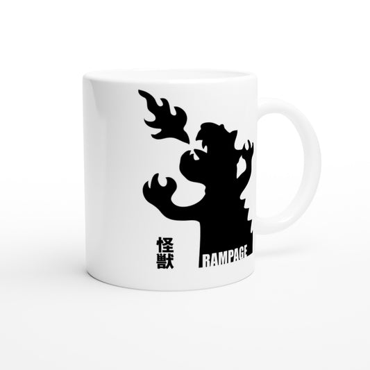 Rampage Design Studio Kaiju Monster Mug – Fire-Breathing Ceramic Cup with Japanese Text - Rampage Design Studio