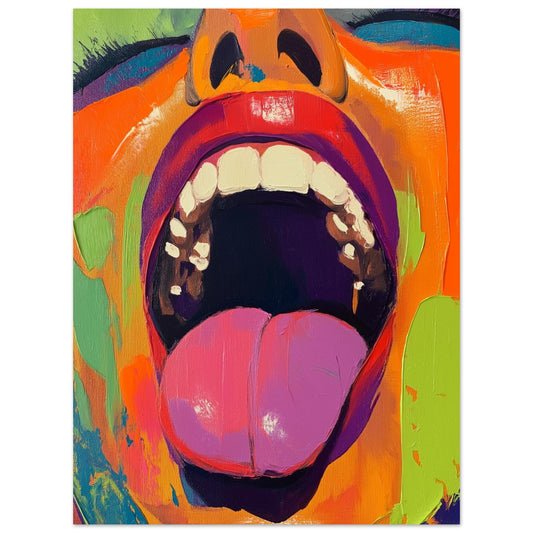 Bold Pop Art Fine Art Poster - Colorful Abstract Face with Open Mouth – Vibrant Modern Wall Decor for Living Room or Studio - Rampage Design Studio