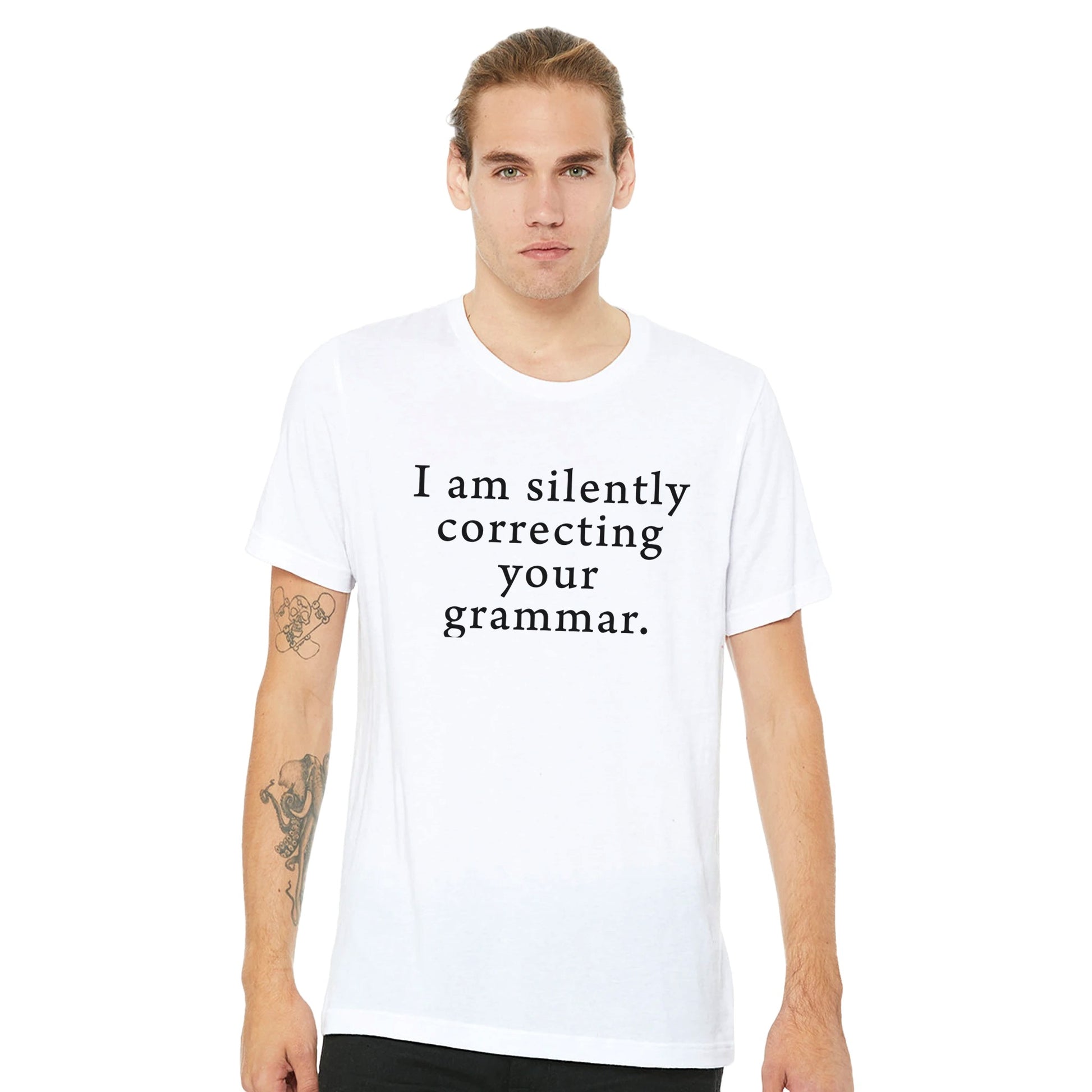 I am silently correcting your grammar - Premium Unisex Crewneck T-shirt - Rampage Design Studio