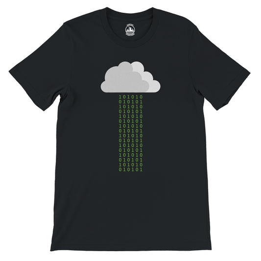 Binary Rain Crewneck T-Shirt | Cloudy 1's and 0's Design - Rampage Design Studio