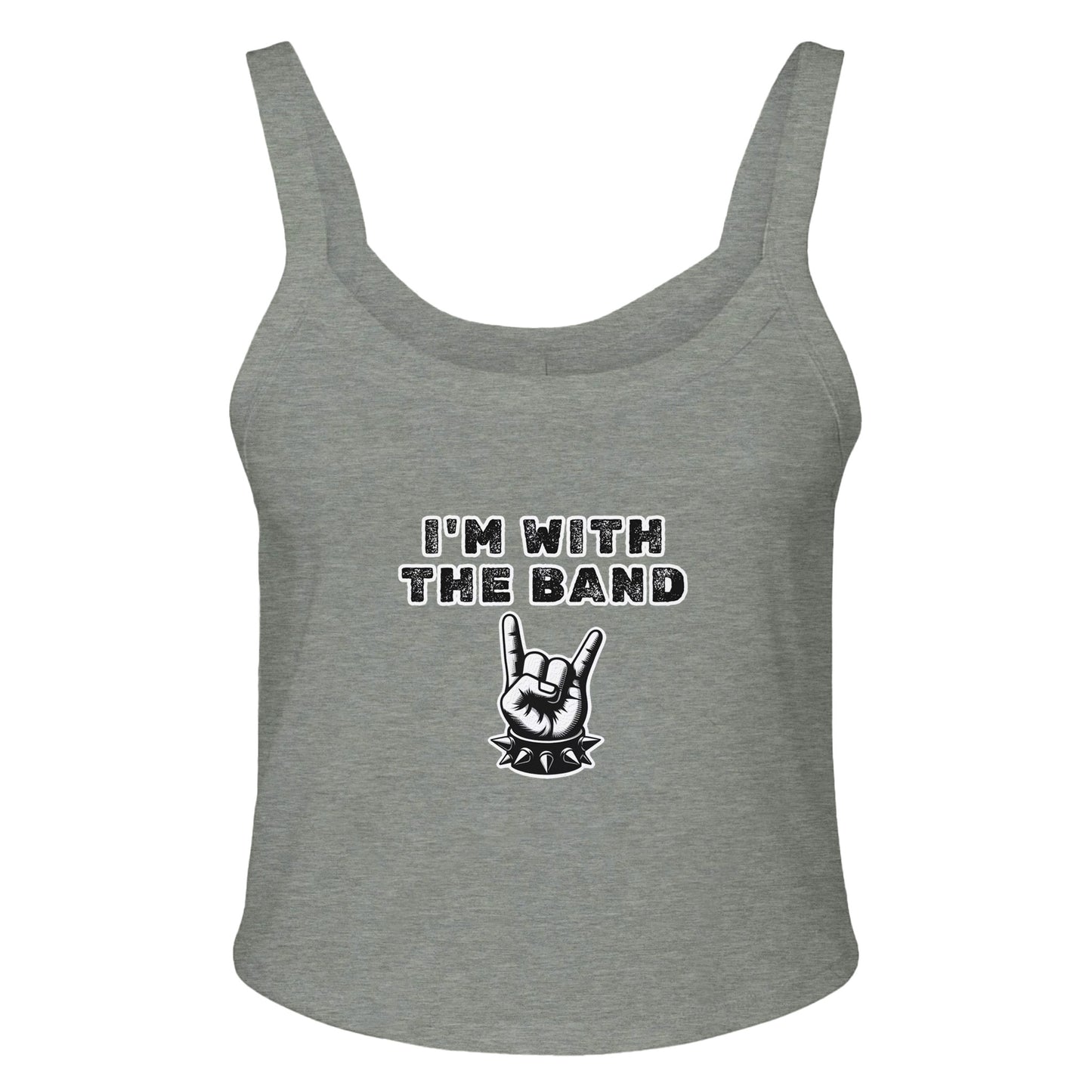 I'm With The Band Devil Hand Graphic Tank | Women's Micro Ribbed Scoop Neck Tee - Rampage Design Studio