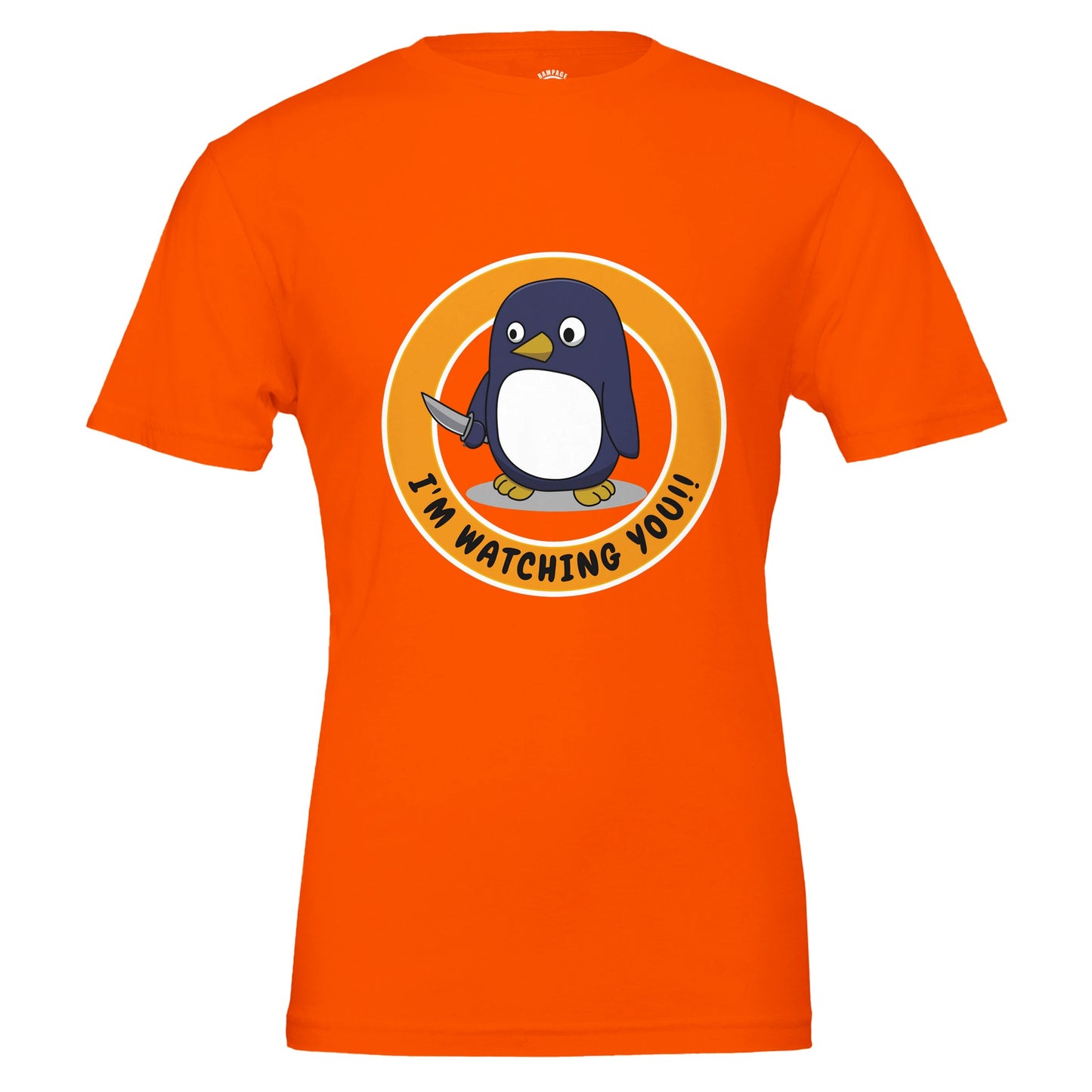 Sinister Penguin T-Shirt – I'm Watching You! – Unisex Soft Cotton Tee - Rampage Design Studio