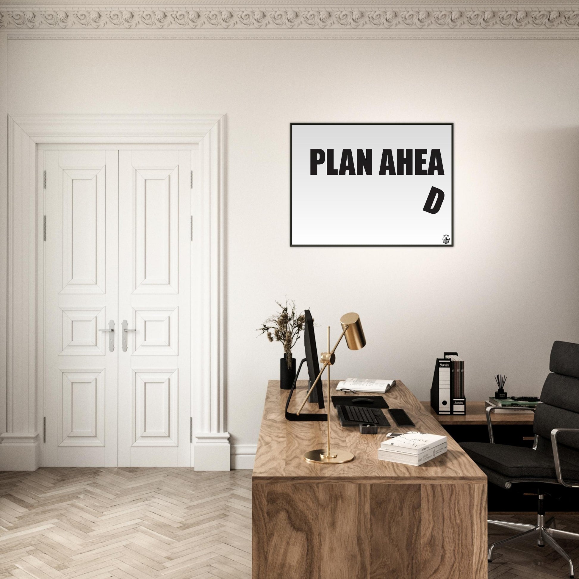 Plan Ahead Sign - Humorous Office Wall Art - Metal Frame Home Office Gift - Rampage Design Studio