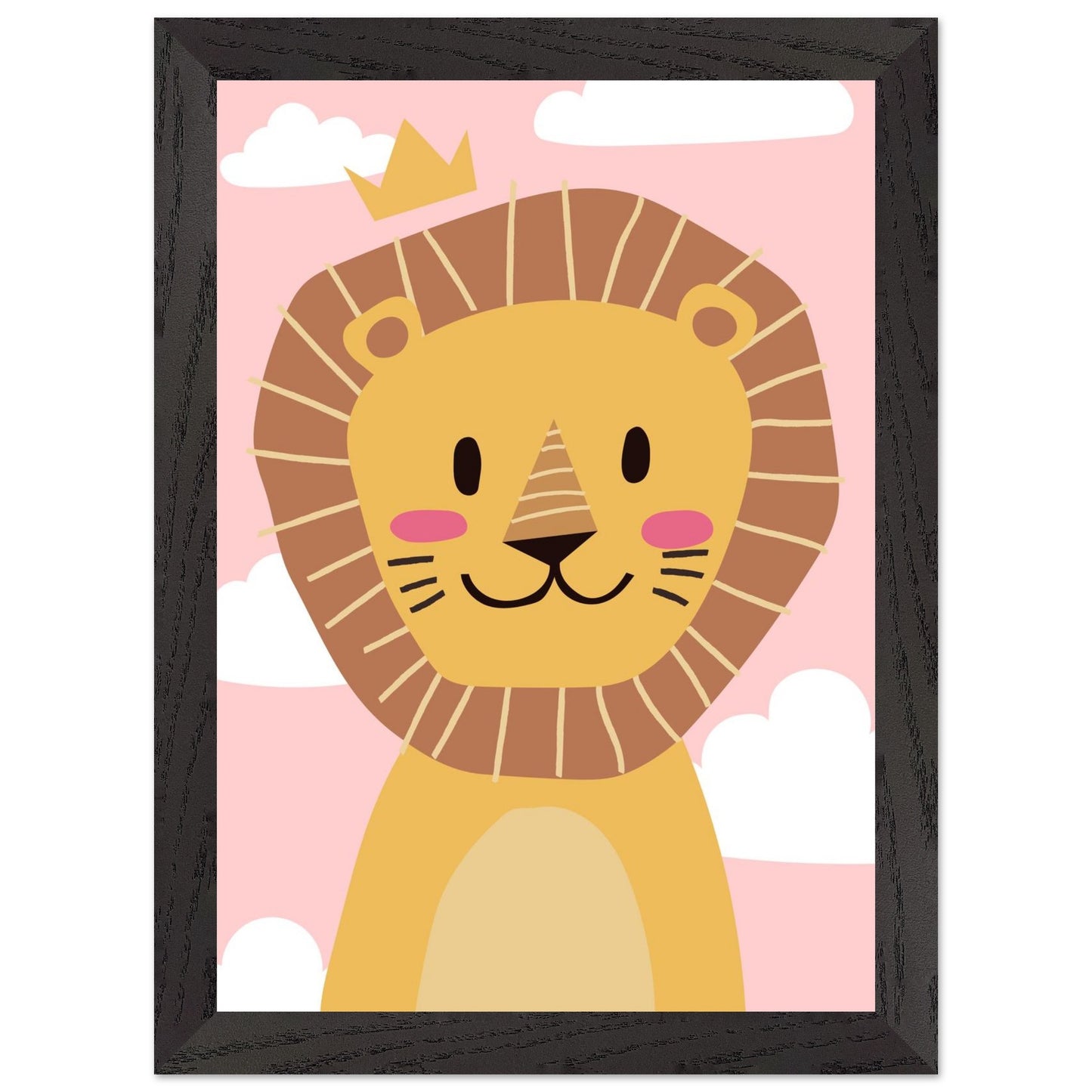 Personalised Childrens Wall Art Cute Cartoon Lion Framed Poster - Rampage Design Studio