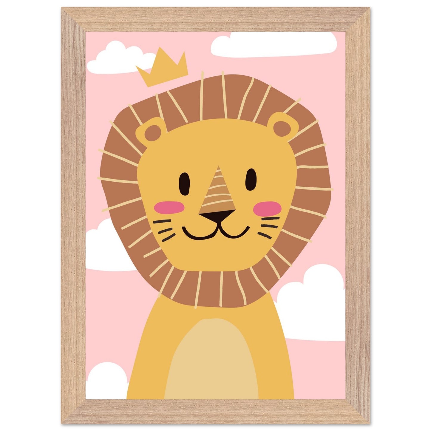 Personalised Childrens Wall Art Cute Cartoon Lion Framed Poster - Rampage Design Studio