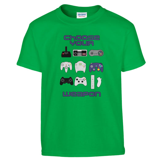Kids Gaming Shirt Gamer Kids Clothes Video Game Shirt Choose Your Weapon Video Game Controller T-Shirt Retro Gaming Inspired - Rampage Design Studio