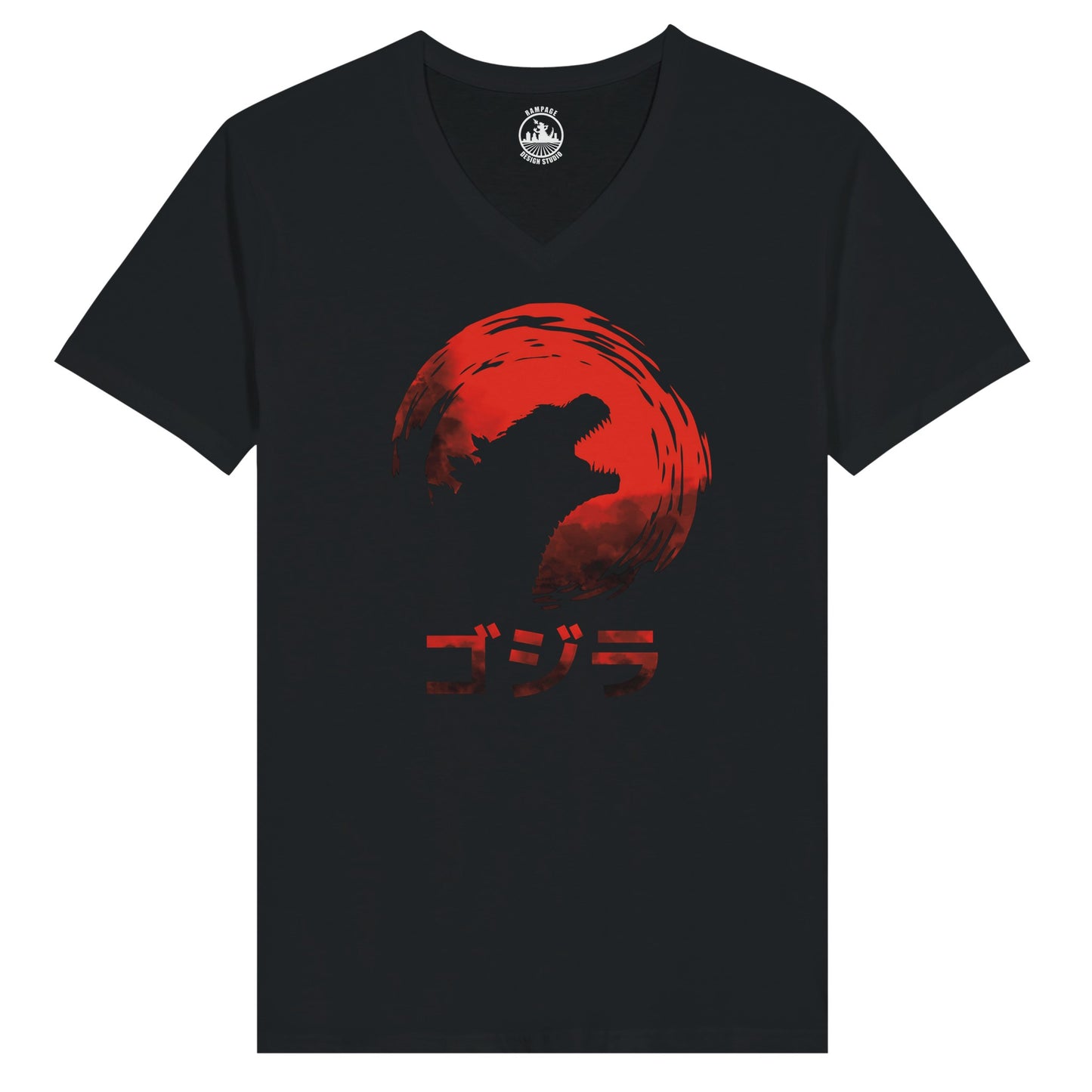 Kaiju T-Shirt – Godzilla Silhouette Roaring Against Red Sun - Rampage Design Studio