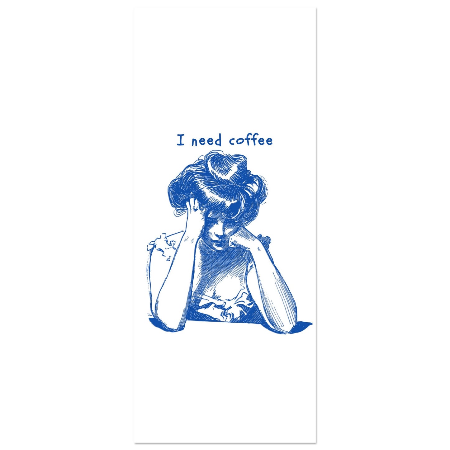 Weary Woman Fine Art Print – 'I Need Coffee' Illustration, Giclée Vivid Colors - Rampage Design Studio