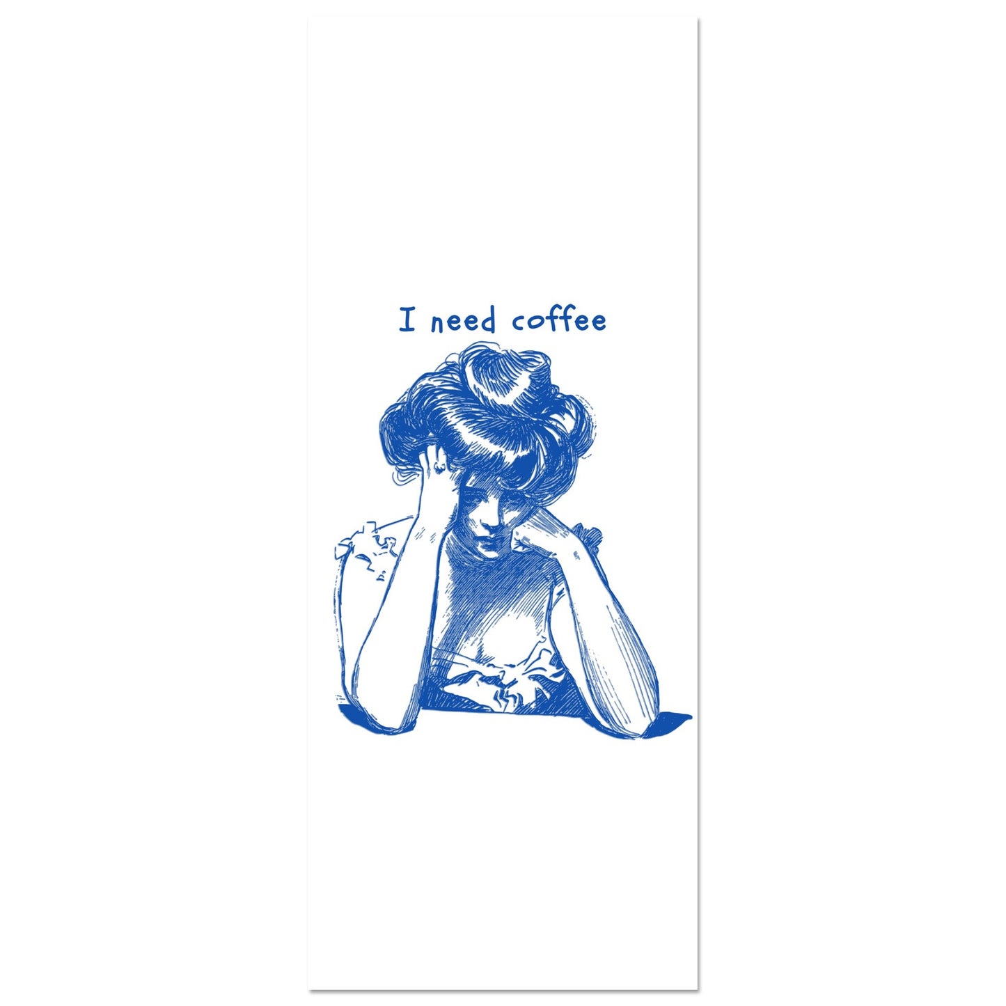 Weary Woman Fine Art Print – 'I Need Coffee' Illustration, Giclée Vivid Colors - Rampage Design Studio