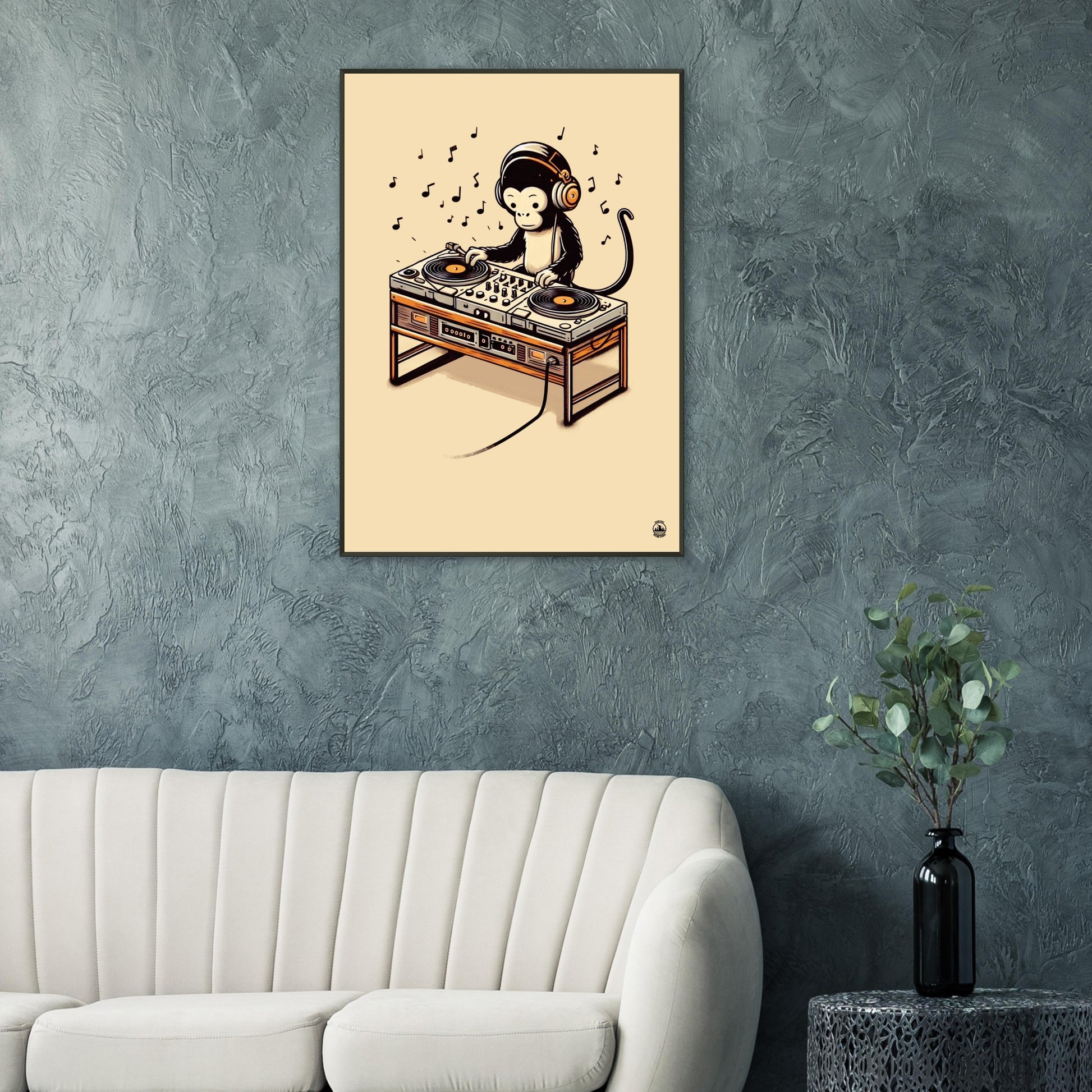 Monkey DJ Premium Matte Paper Metal Framed Poster - Rampage Design Studio