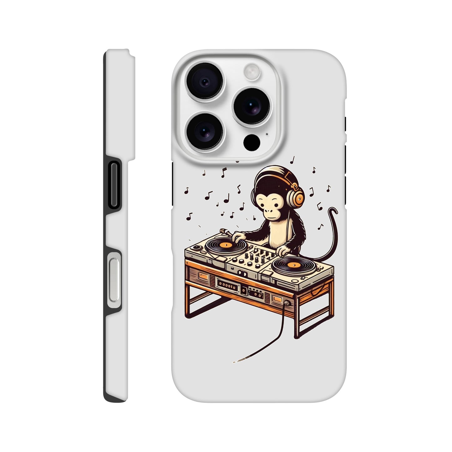 Monkey DJ iPhone Case, Monkey phone case, Durable Dual-Layer, tough iphone case, Glossy Finish, Fun Design - Rampage Design Studio