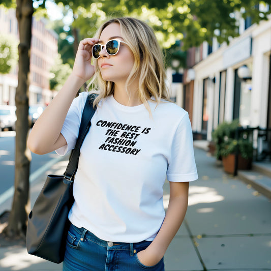 Motivational Statement Shirt - "Confidence Is The Best Fashion Accessory" - Rampage Design Studio