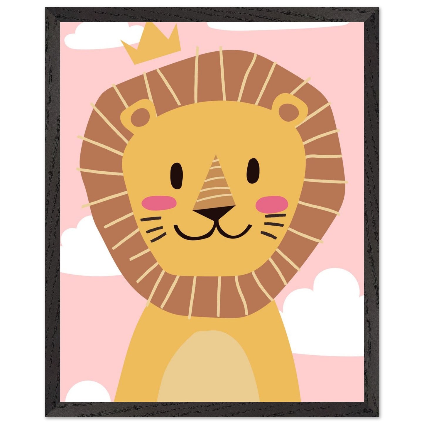 Personalised Childrens Wall Art Cute Cartoon Lion Framed Poster - Rampage Design Studio