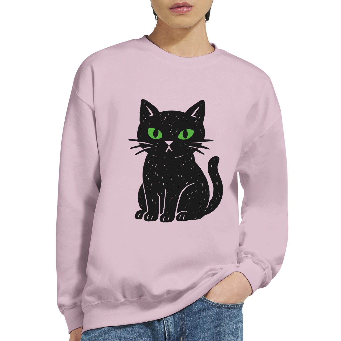 Black Cat Eyes Sweatshirt | Gothic Minimalist Cat Lover Shirt - Rampage Design Studio