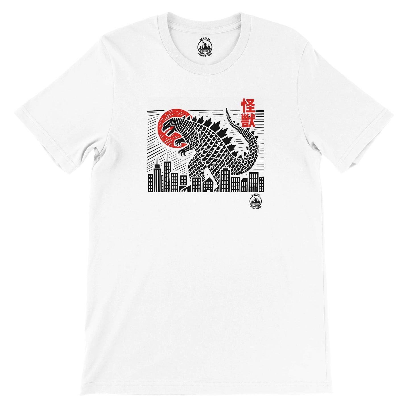 Japanese Style Kaiju Godzilla T-Shirt – Soft Cotton, DTG Print Ready, Unisex Fit - Rampage Design Studio