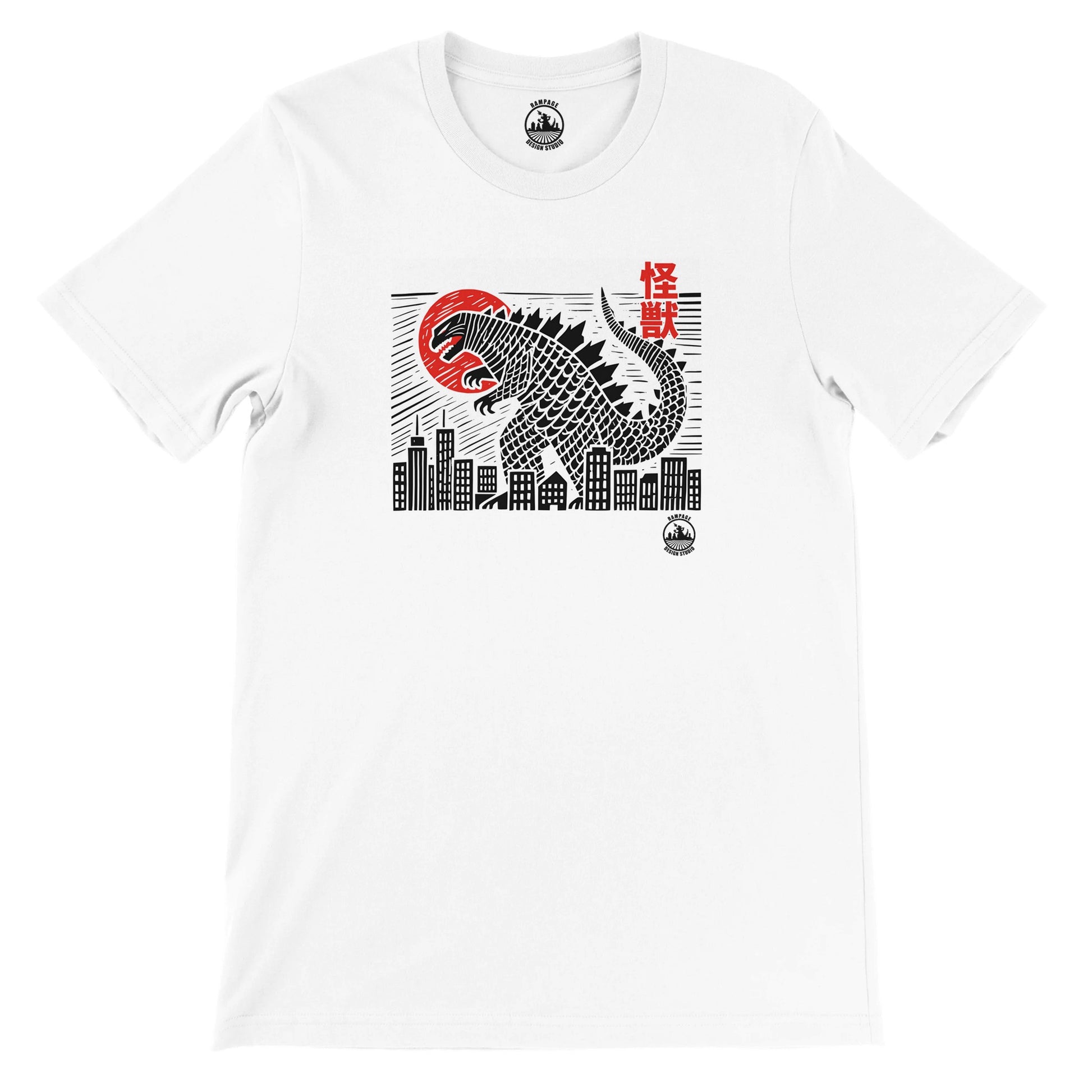 Japanese Style Kaiju Godzilla T-Shirt – Soft Cotton, DTG Print Ready, Unisex Fit - Rampage Design Studio