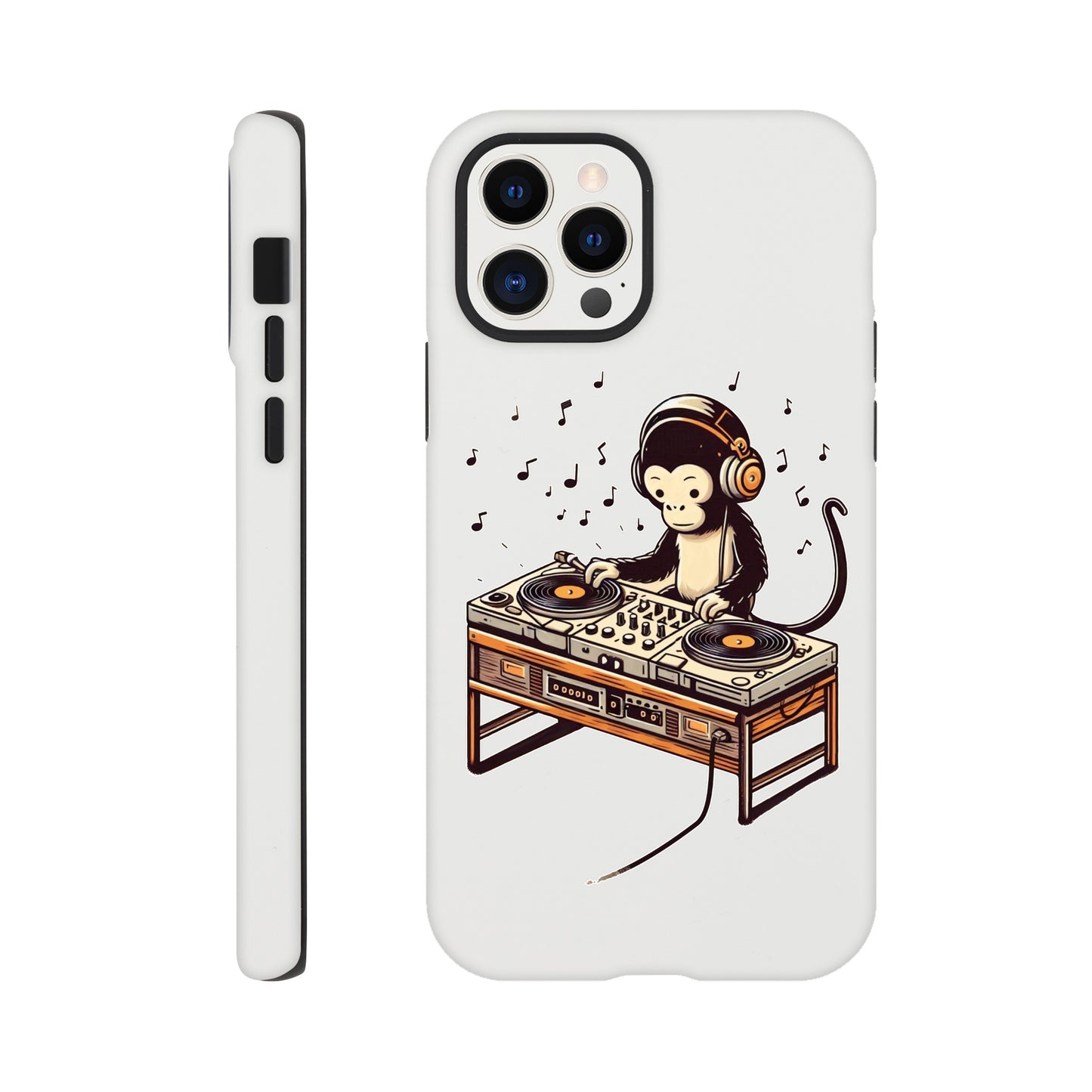 Monkey DJ iPhone Case, Monkey phone case, Durable Dual-Layer, tough iphone case, Glossy Finish, Fun Design - Rampage Design Studio