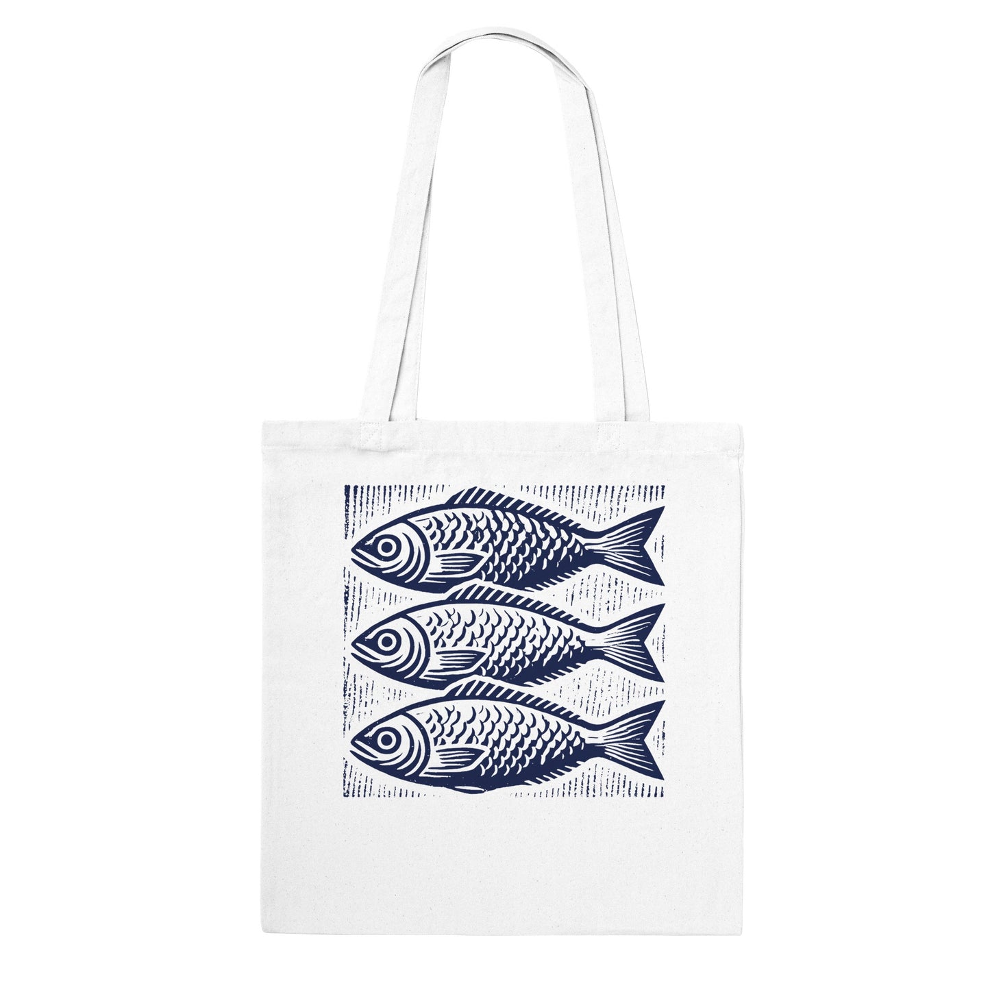 Fisherman Aesthetic fish Tote Bag – 100% Cotton, Reinforced Handles, Unique Block Print Design - Rampage Design Studio
