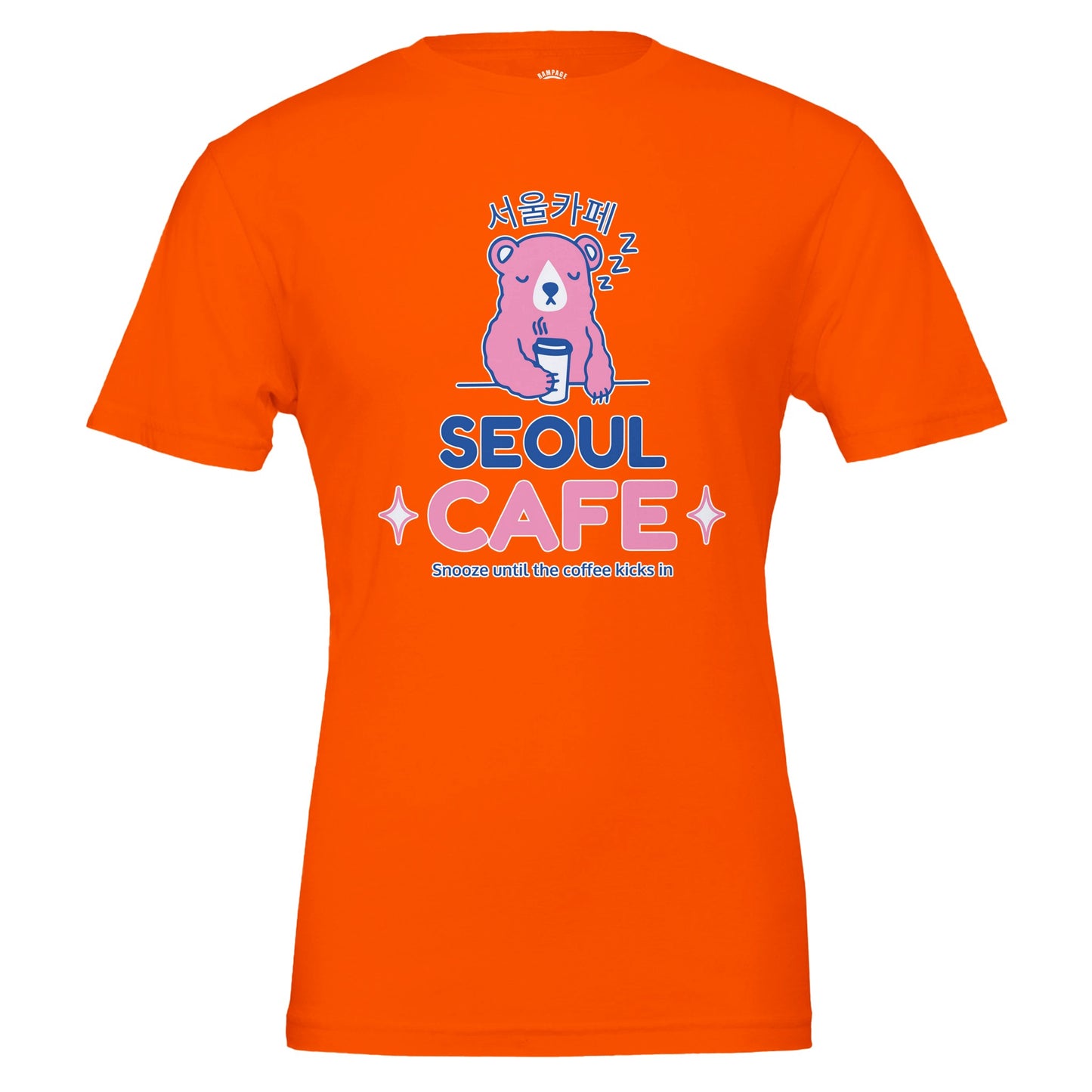 Sleepy Bear T-shirt, Cute Seoul Cafe Design, coffee lovers gift, cafe culture, Korean Design, funny cute design, coffee tee, Soft Cotton, Funny Coffee Quote - Rampage Design Studio