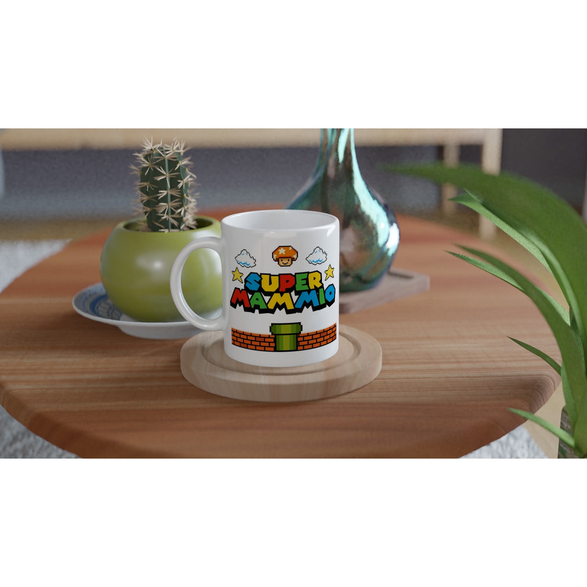 Super Mammio Retro Gaming Mug, Mothers Day Gift, Super Mario, 11oz Ceramic, Dishwasher & Microwave Safe, Perfect for Gaming Moms - Rampage Design Studio