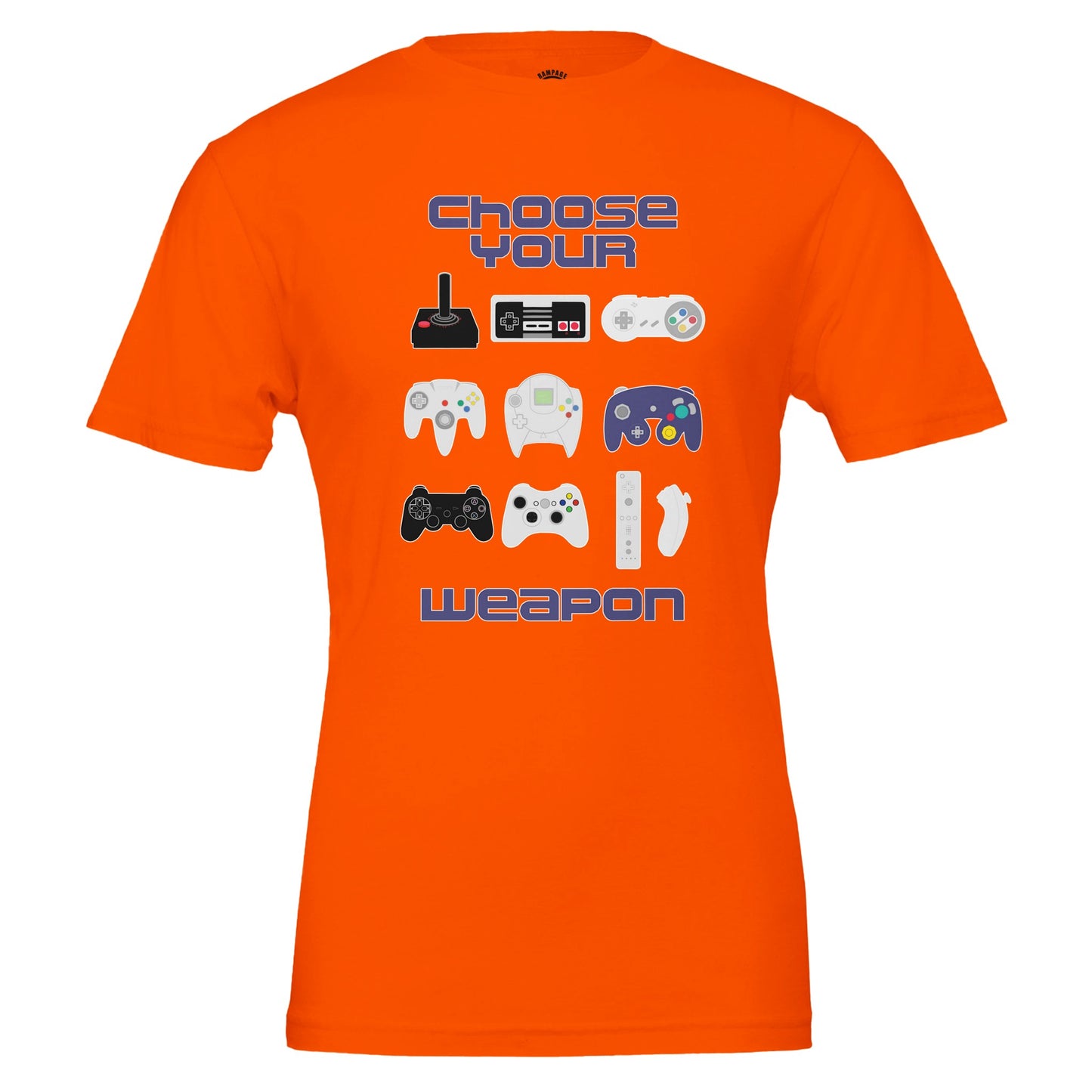 Retro Gamer T-Shirt, Choose Your Weapon, Vintage & Modern Game Controllers Design, Nintendo, Playstation, Sega, Atari, Xbox - Rampage Design Studio