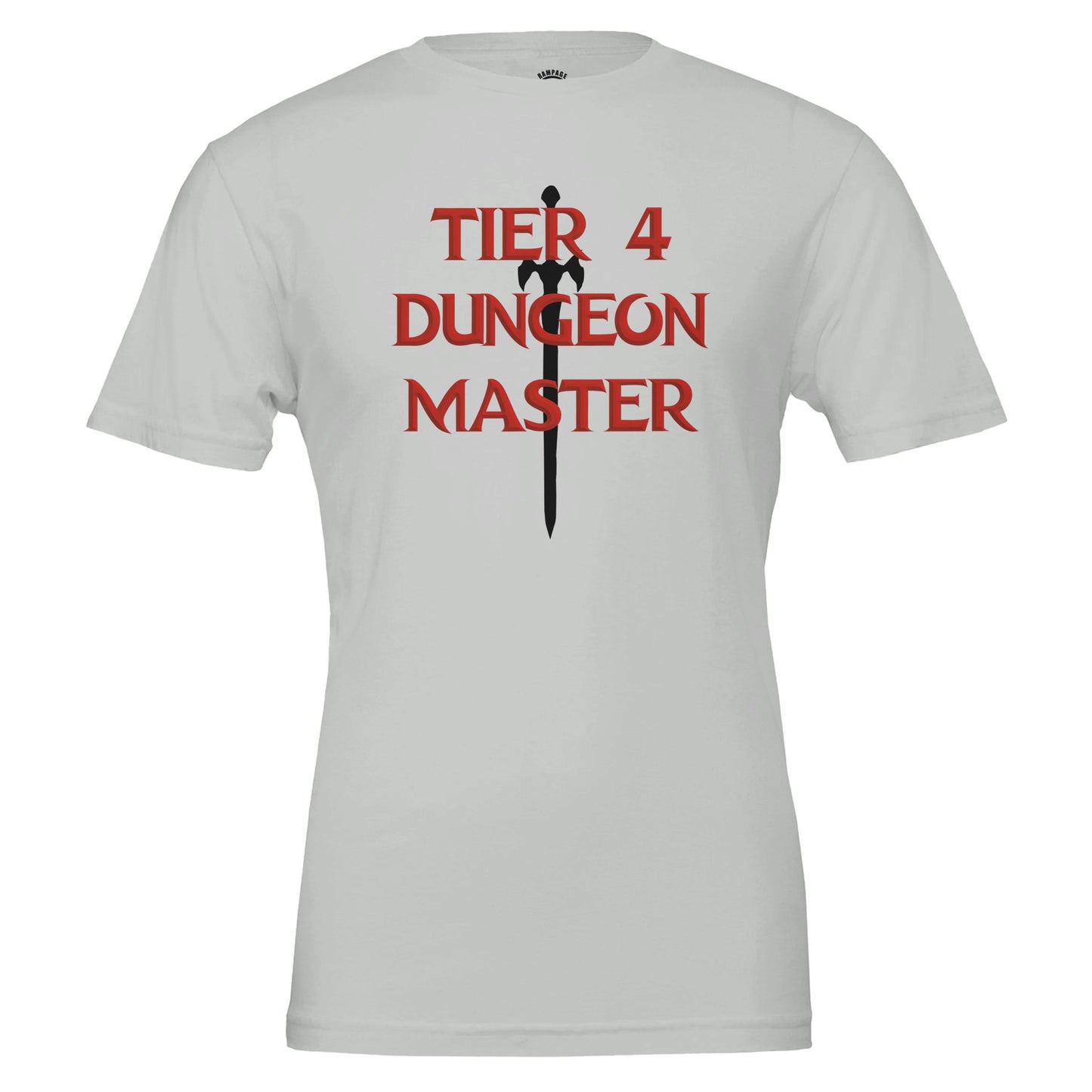 Tier 4 Dungeon Master T-Shirt, D&D Style Design, Vorpal Sword Silhouette, Dungeons and Dragons, RPG fan shirt, Geek Shirt - Rampage Design Studio