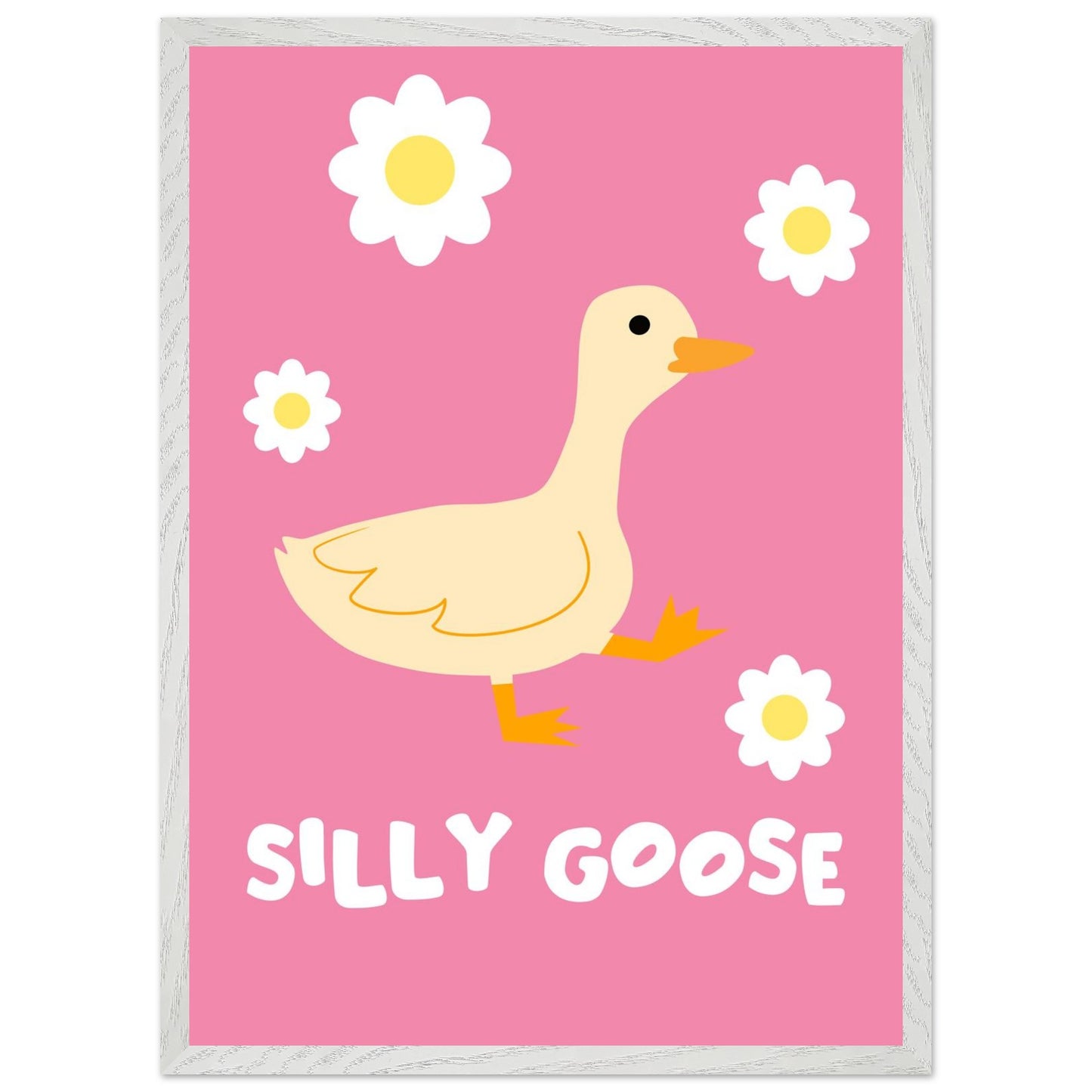 Silly Goose Wall Art – Cute Goose Print – Funny Animal Poster – Whimsical Nursery Decor – Pink Goose Illustration – Playful Gift Idea - Rampage Design Studio