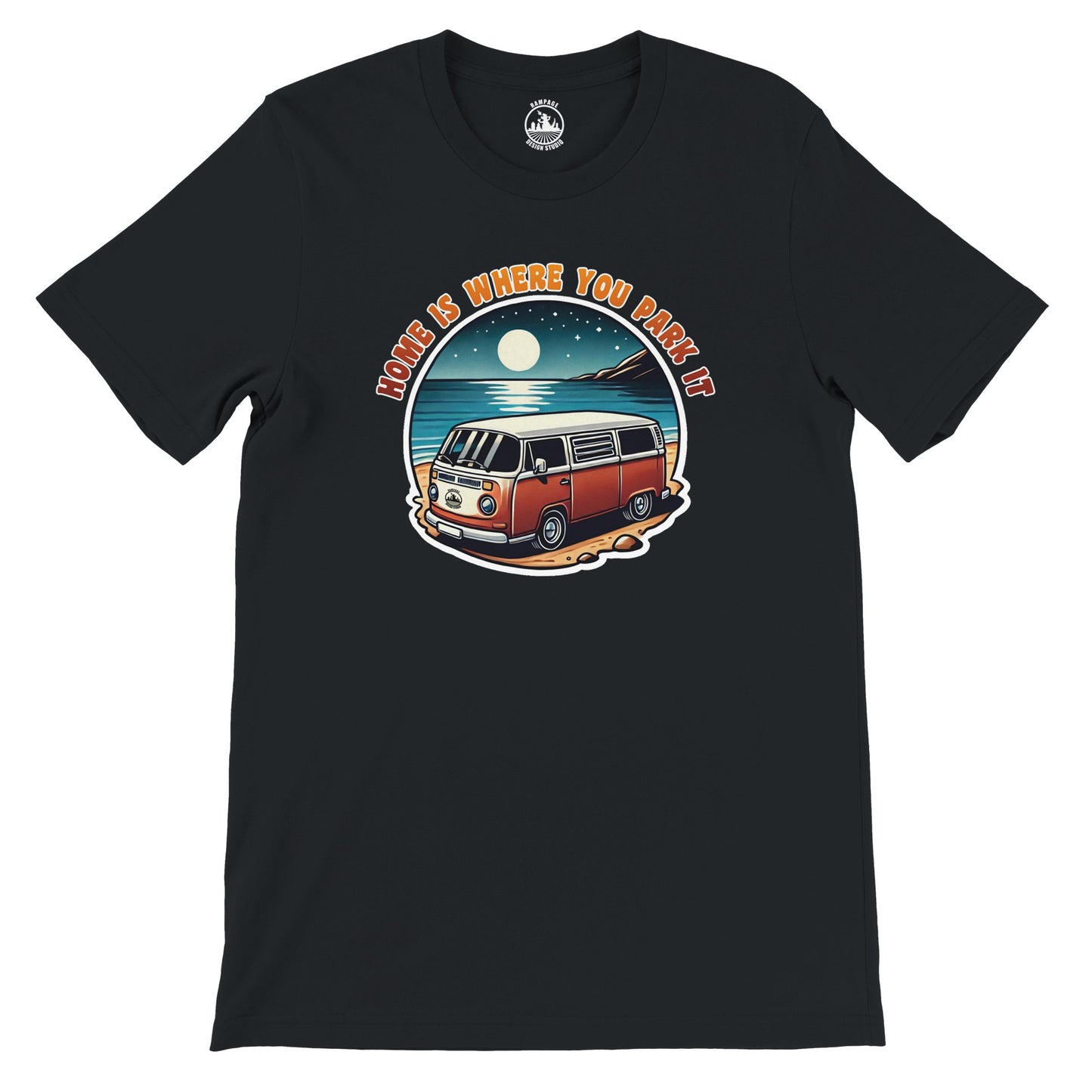 Moonlit Camper-Van T-Shirt – Soft, Eco-Friendly Cotton, Inspirational Design - Rampage Design Studio