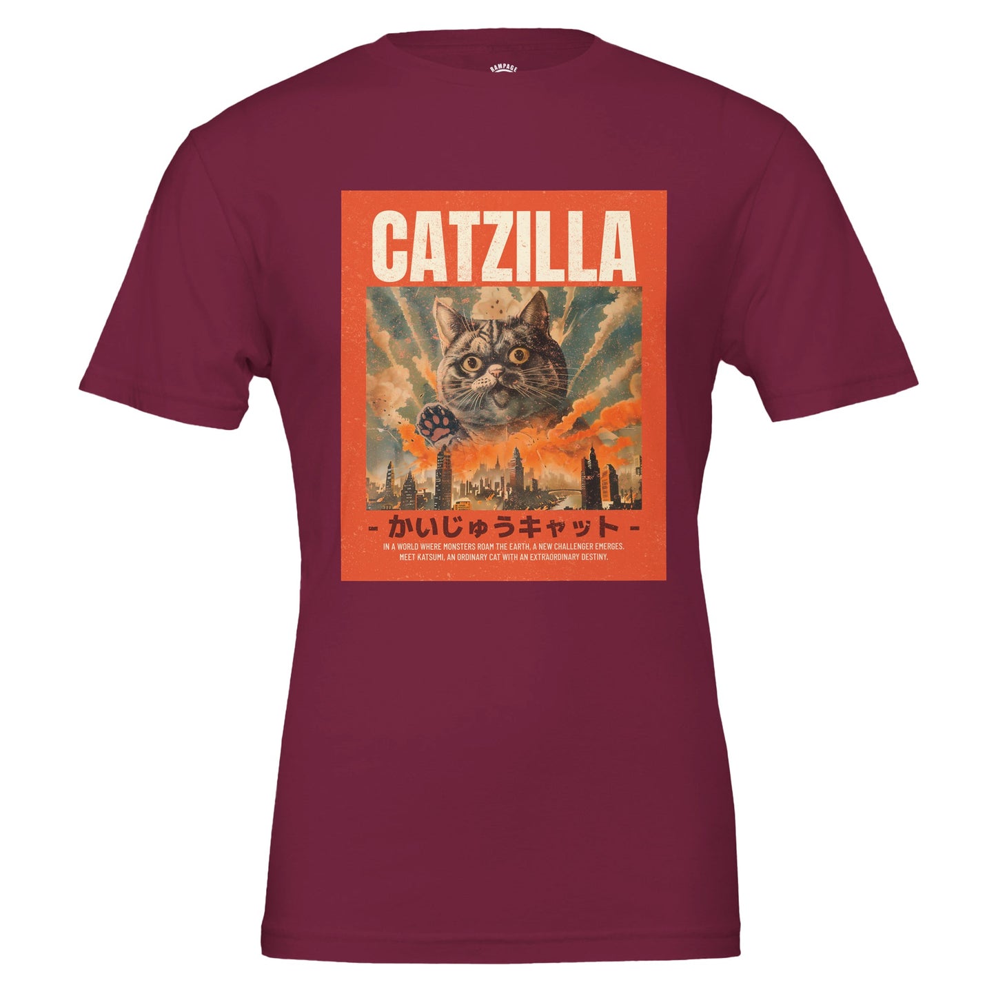 CATZILLA T-Shirt – Classic Kaiju Inspired Design, Soft & Eco-Friendly Cotton - Rampage Design Studio