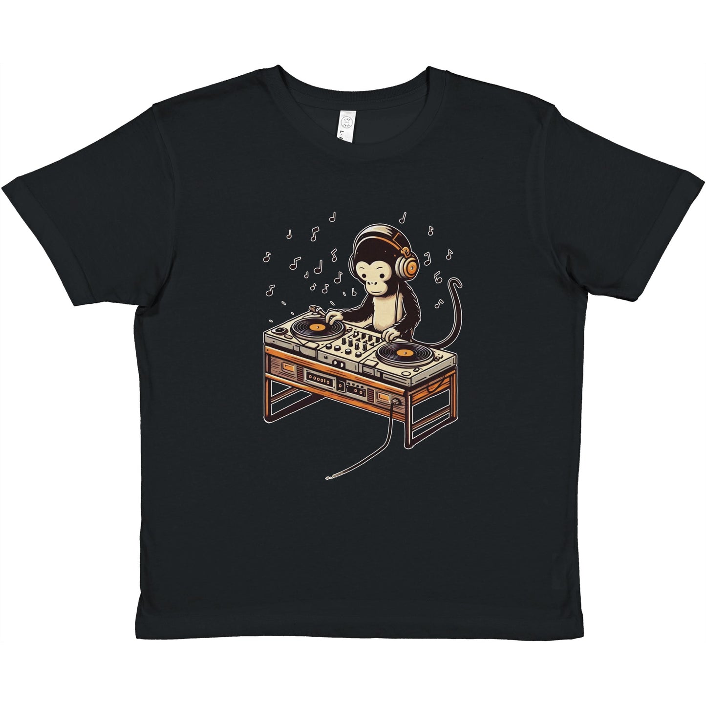 Cool Monkey DJ Kids Crewneck T-Shirt – Fun & Playful Design for Young Music Lovers - Rampage Design Studio