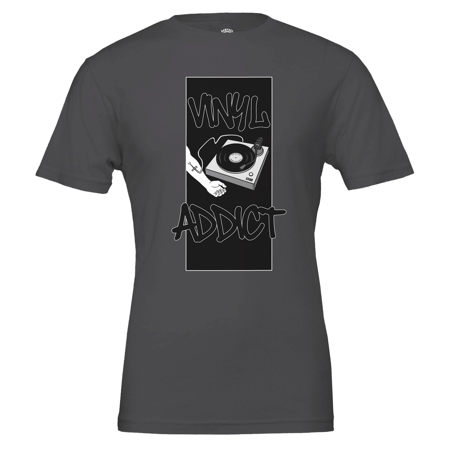 Vinyl Addict T-Shirt • DJ Turntable Shirt • Record Collector Gift • Vinyl Lover Tee • Crate Digger Retro Graphic Tee - Rampage Design Studio