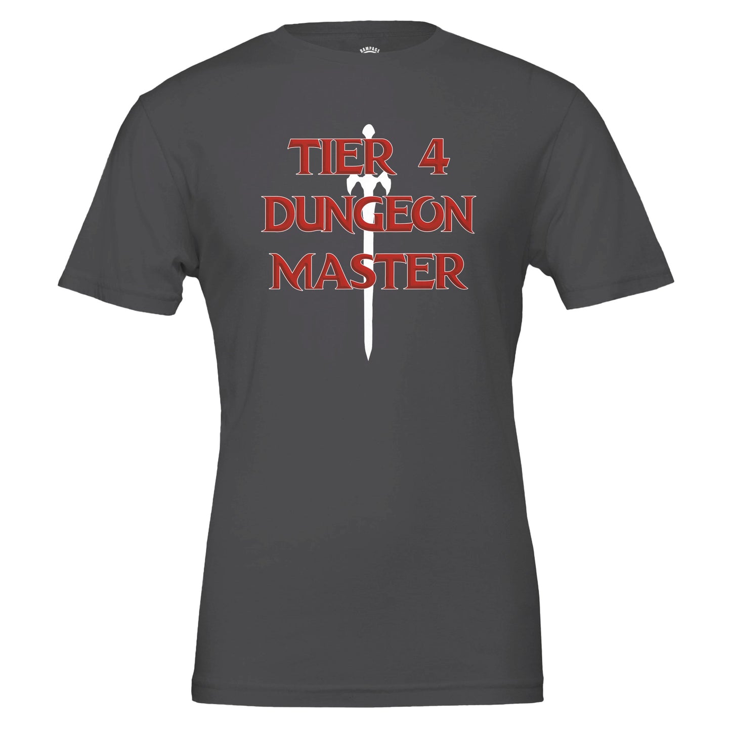 Tier 4 Dungeon Master T-Shirt, D&D Style Design, Vorpal Sword Silhouette, Dungeons and Dragons, RPG fan shirt, Geek Shirt - Rampage Design Studio