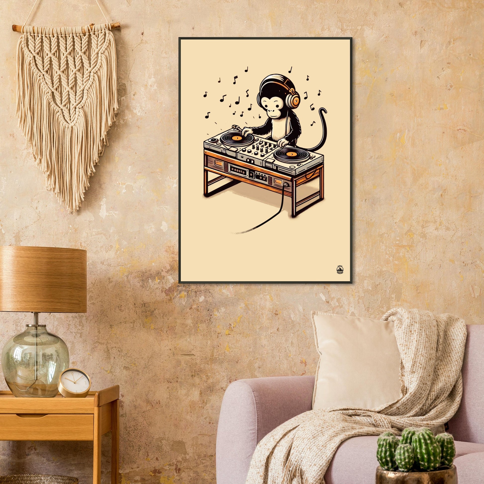 Monkey DJ Premium Matte Paper Metal Framed Poster - Rampage Design Studio