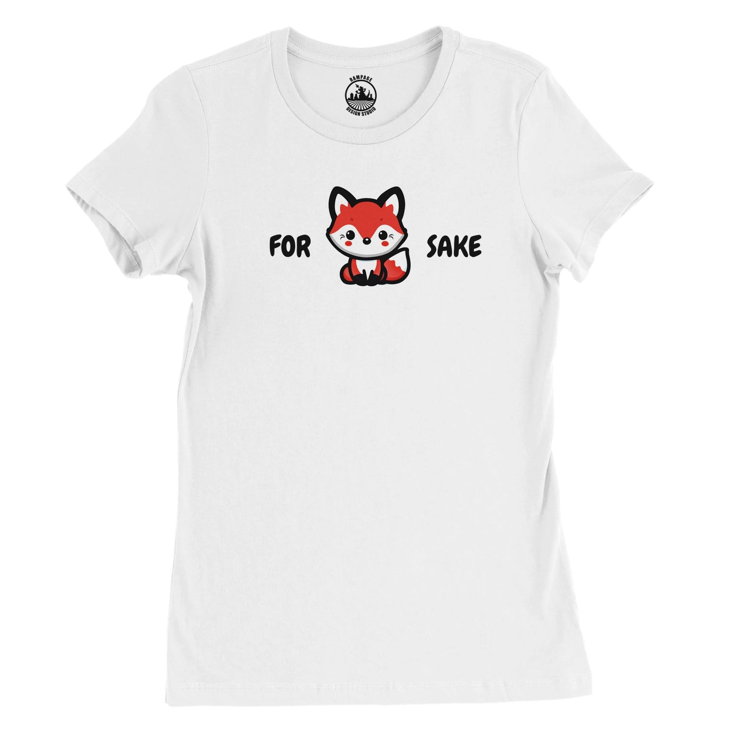 Cute Fox T-Shirt – Womens 'For Fox Sake' Graphic Tee, 100% Cotton, Comfortable Fit - Rampage Design Studio