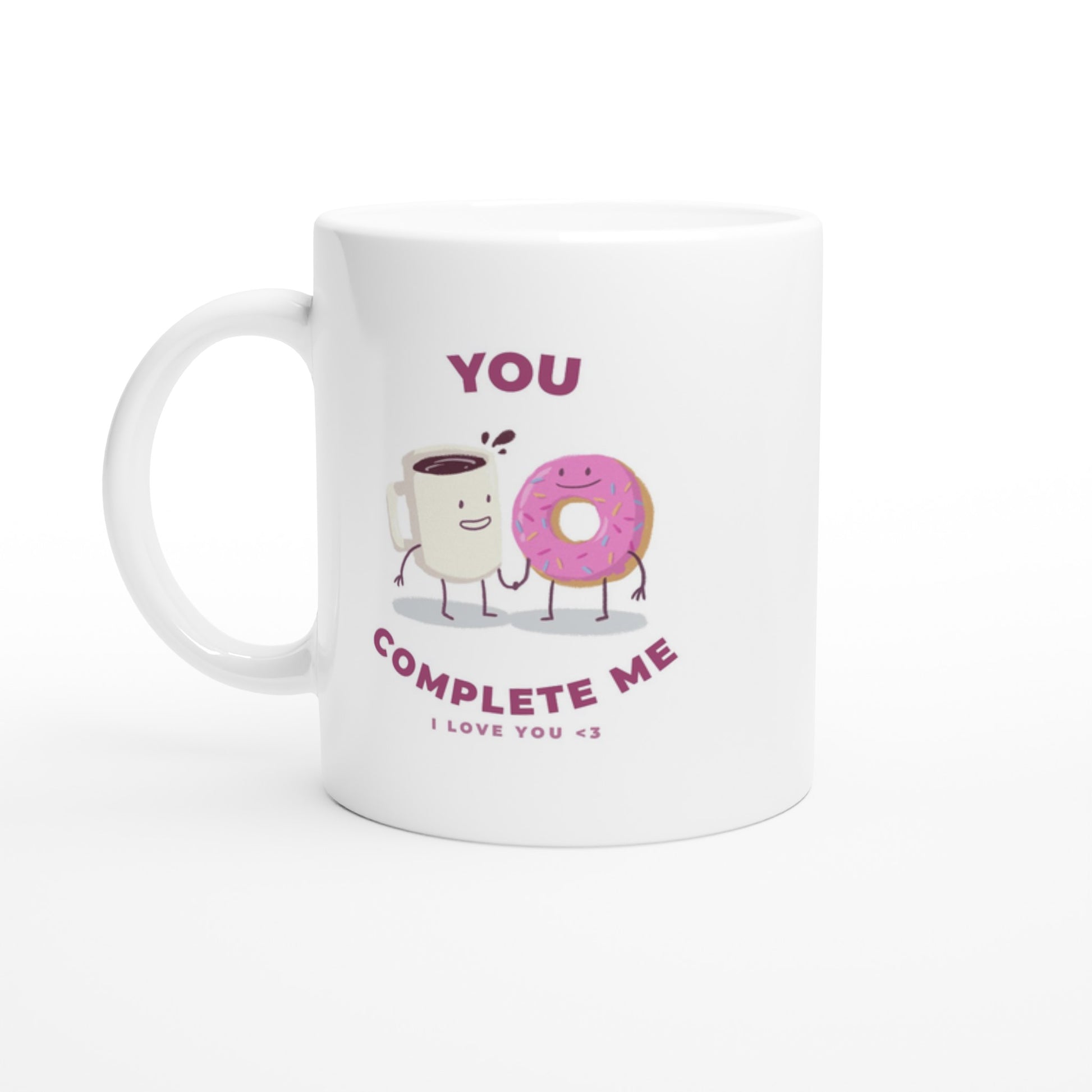 Adorable Couple Mug, Valentines mug, coffee and doughnut gift, Valentines day gift - Rampage Design Studio